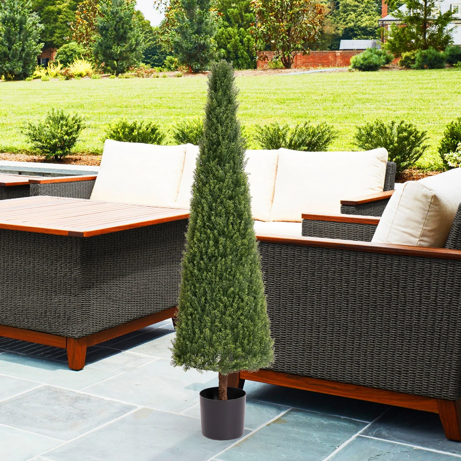 5FT Conical Topiary Cedar Trees Artificial Outdoor Lifelike Faux Evergreen - Image 5