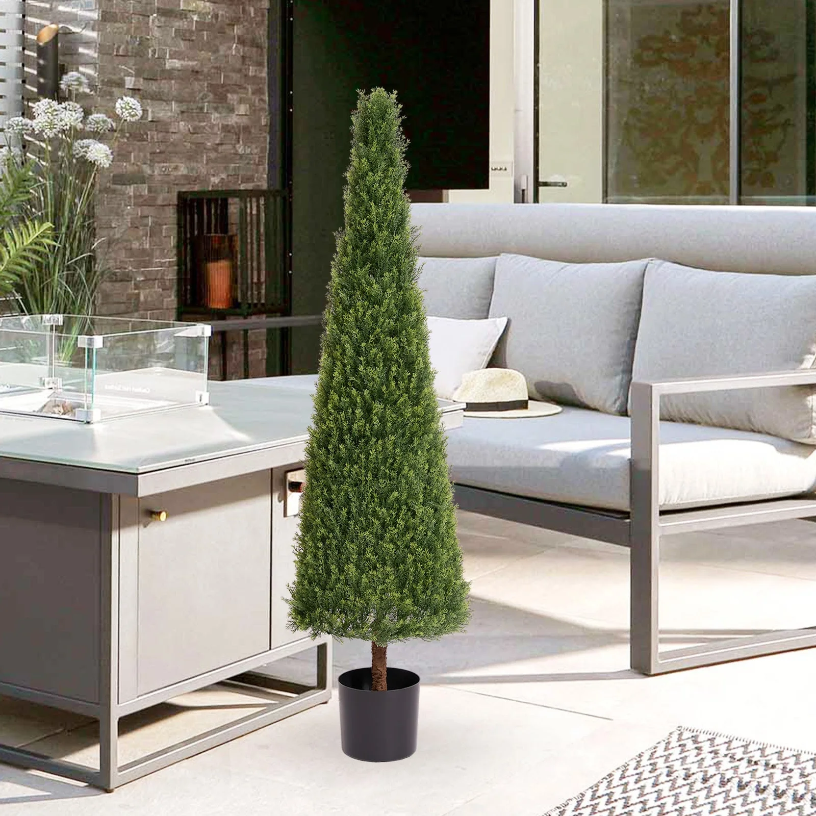 5FT Conical Topiary Cedar Trees Artificial Outdoor Lifelike Faux Evergreen - Image 8