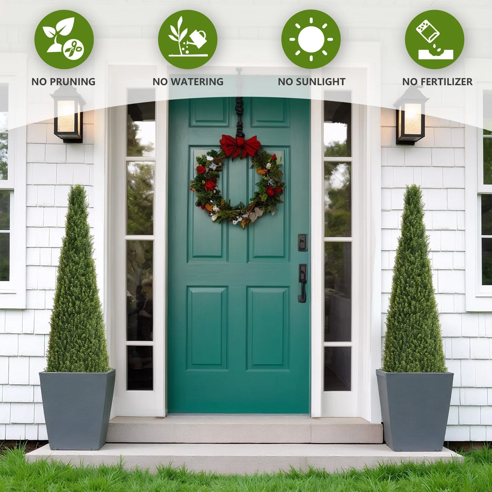 5FT Conical Topiary Cedar Trees Artificial Outdoor Lifelike Faux Evergreen - Image 9