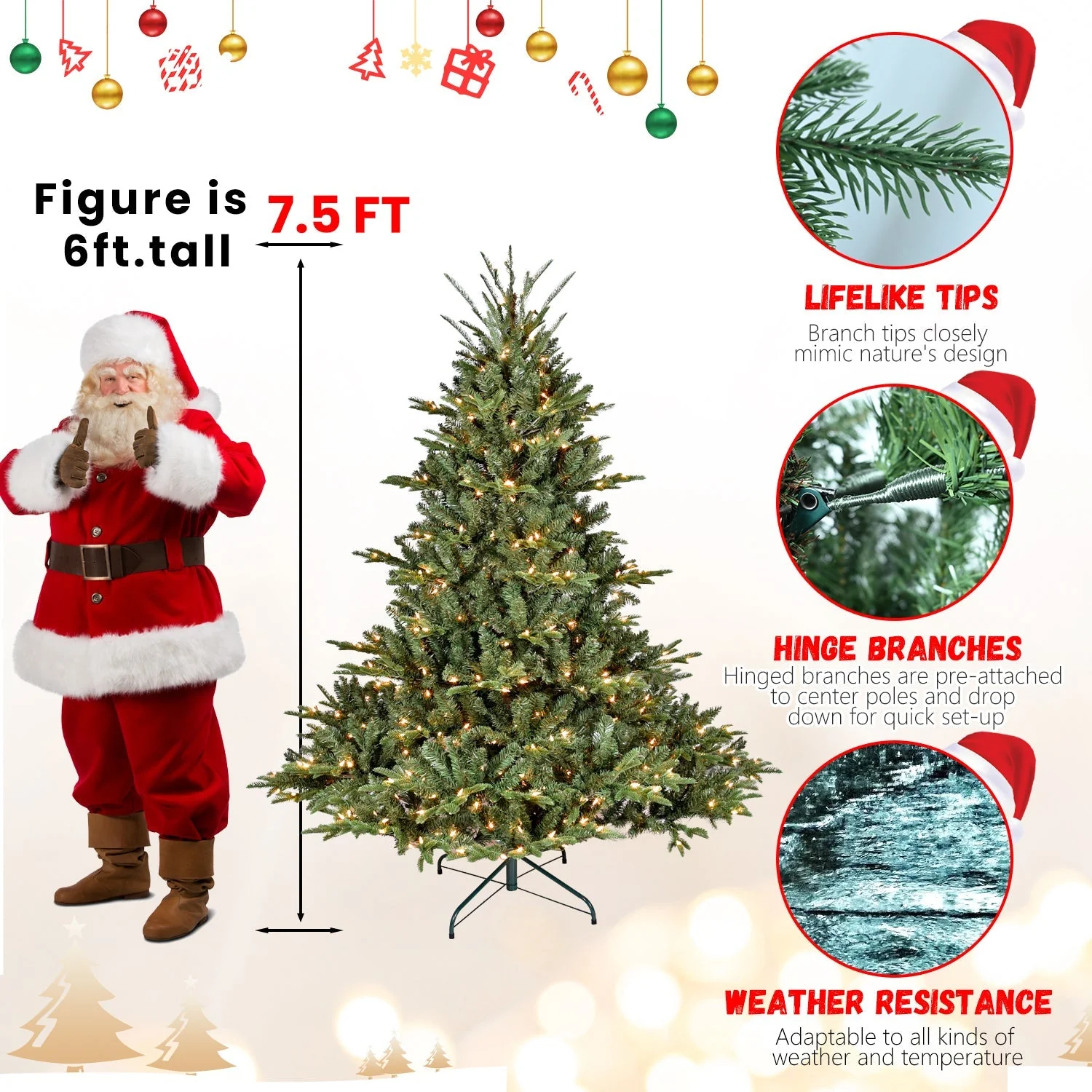 5FT The Full-Bodied Pre-Lit Evergreen Christmas Tree - Image 11