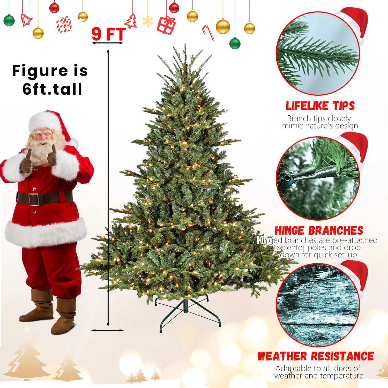 5FT The Full-Bodied Pre-Lit Evergreen Christmas Tree - Image 12