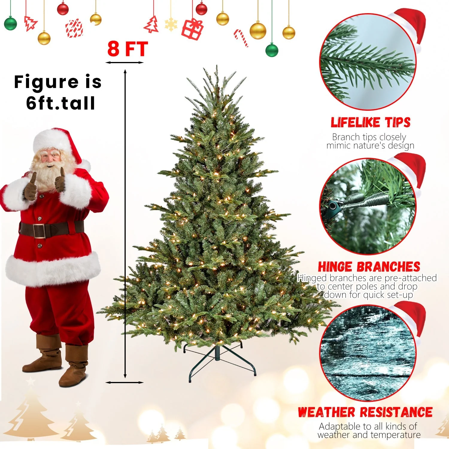 5FT The Full-Bodied Pre-Lit Evergreen Christmas Tree - Image 13