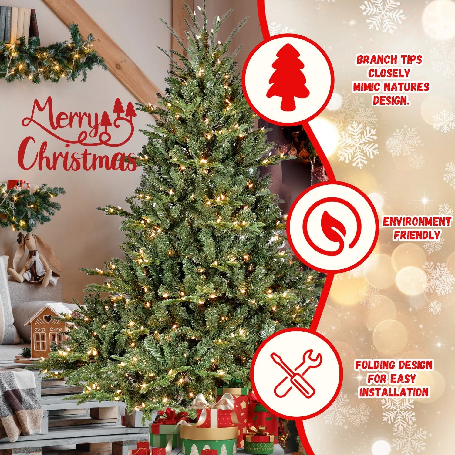 5FT The Full-Bodied Pre-Lit Evergreen Christmas Tree - Image 2