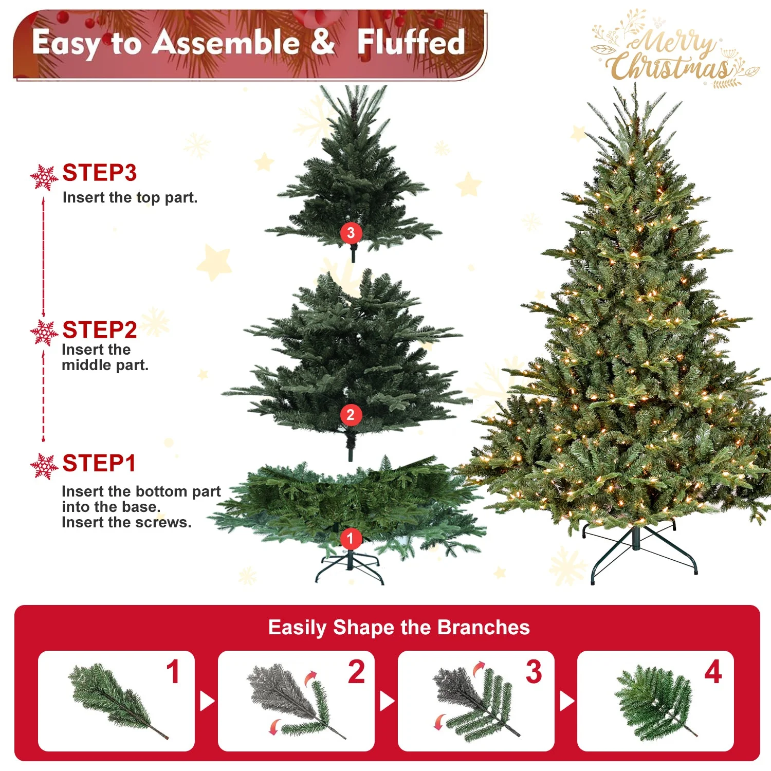 5FT The Full-Bodied Pre-Lit Evergreen Christmas Tree - Image 3