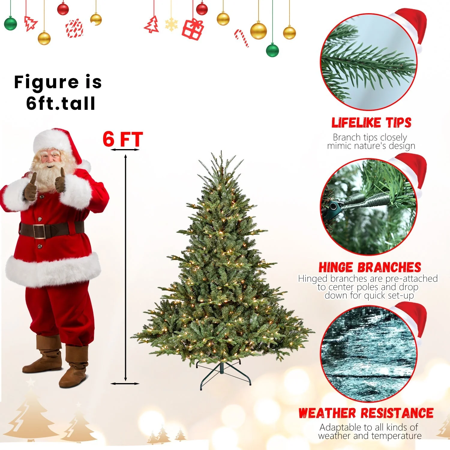 5FT The Full-Bodied Pre-Lit Evergreen Christmas Tree - Image 9