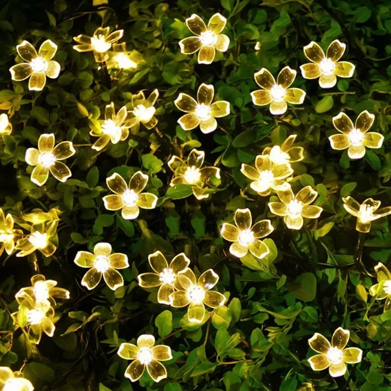 5M 20LED Solar String Lights Cherry Flower Outdoor Waterproof Battery Garden Party - Image 8
