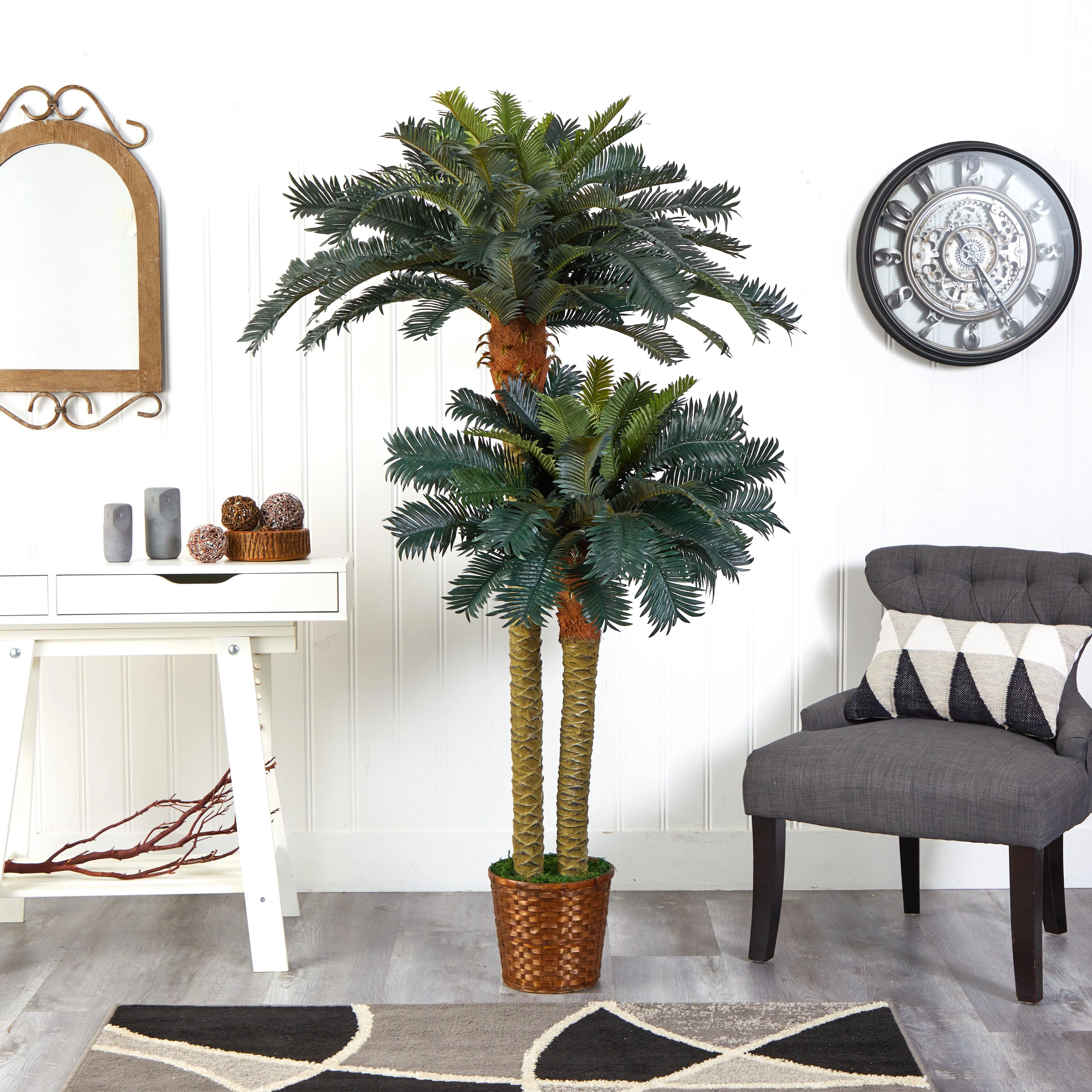 6' & 4' Sago Palm Double Potted Silk Tree - Image 4
