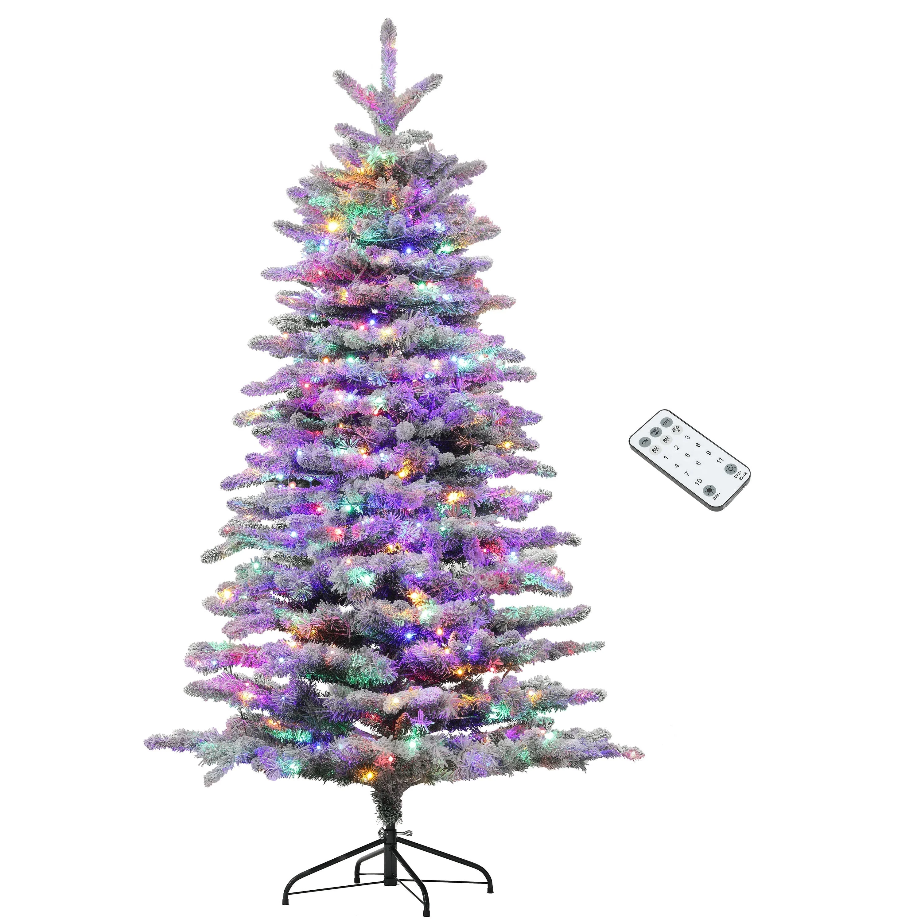 6.5 Ft Pre-Lit Snow Flocked Mountain Pine Artificial Christmas Tree - Image 2