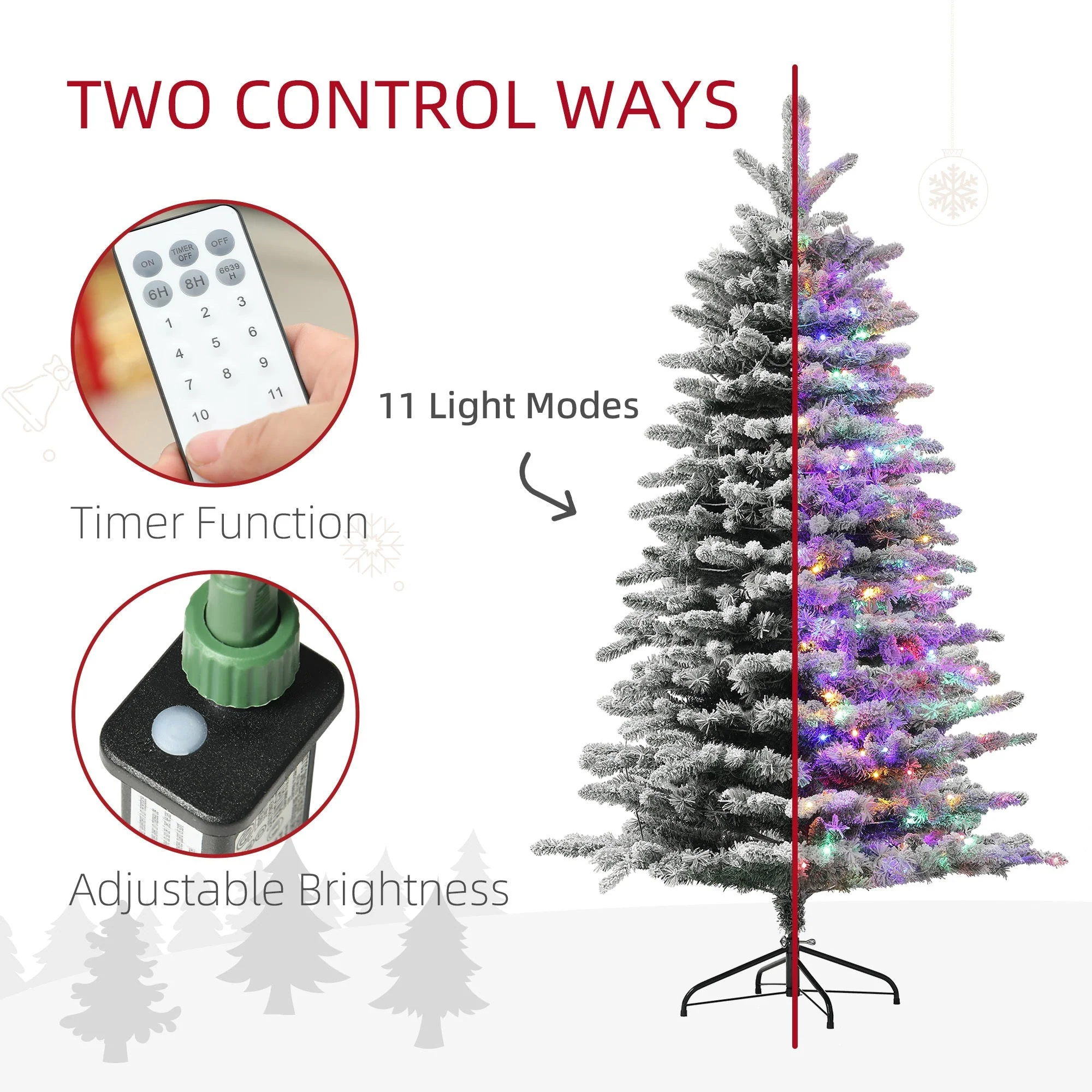 6.5 Ft Pre-Lit Snow Flocked Mountain Pine Artificial Christmas Tree - Image 5