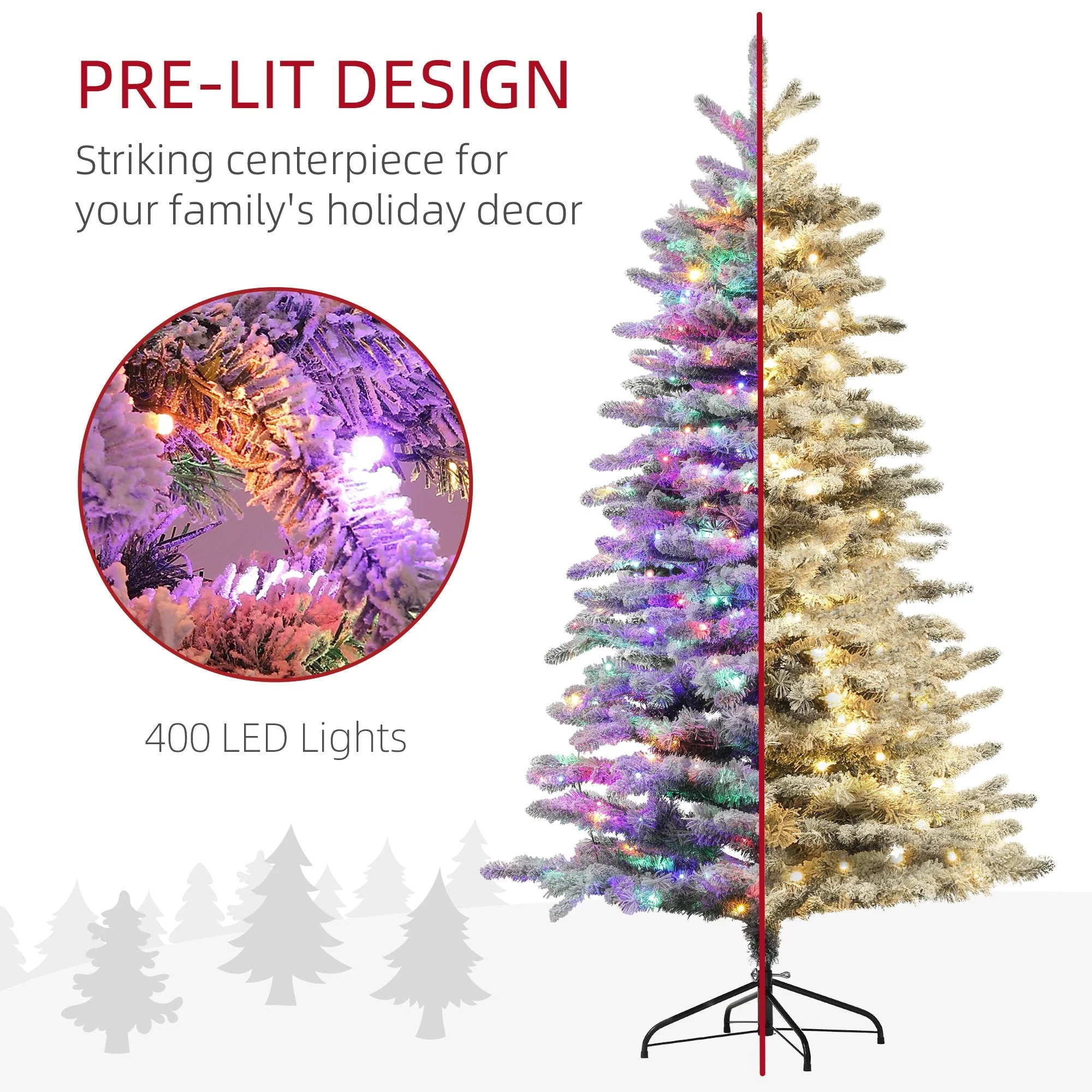 6.5 Ft Pre-Lit Snow Flocked Mountain Pine Artificial Christmas Tree - Image 6