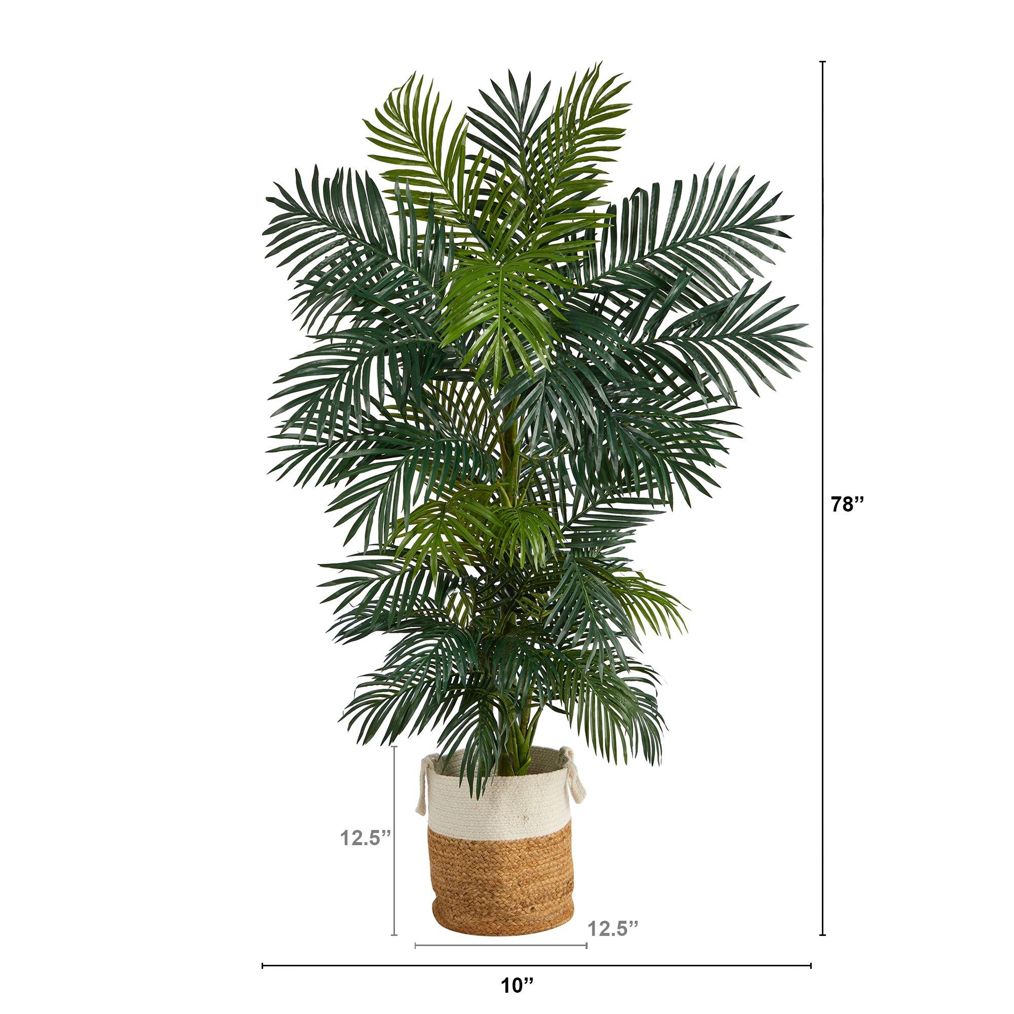 6.5' Golden Cane Artificial Palm Tree in Handmade Natural Jute and Cotton Planter - Image 2