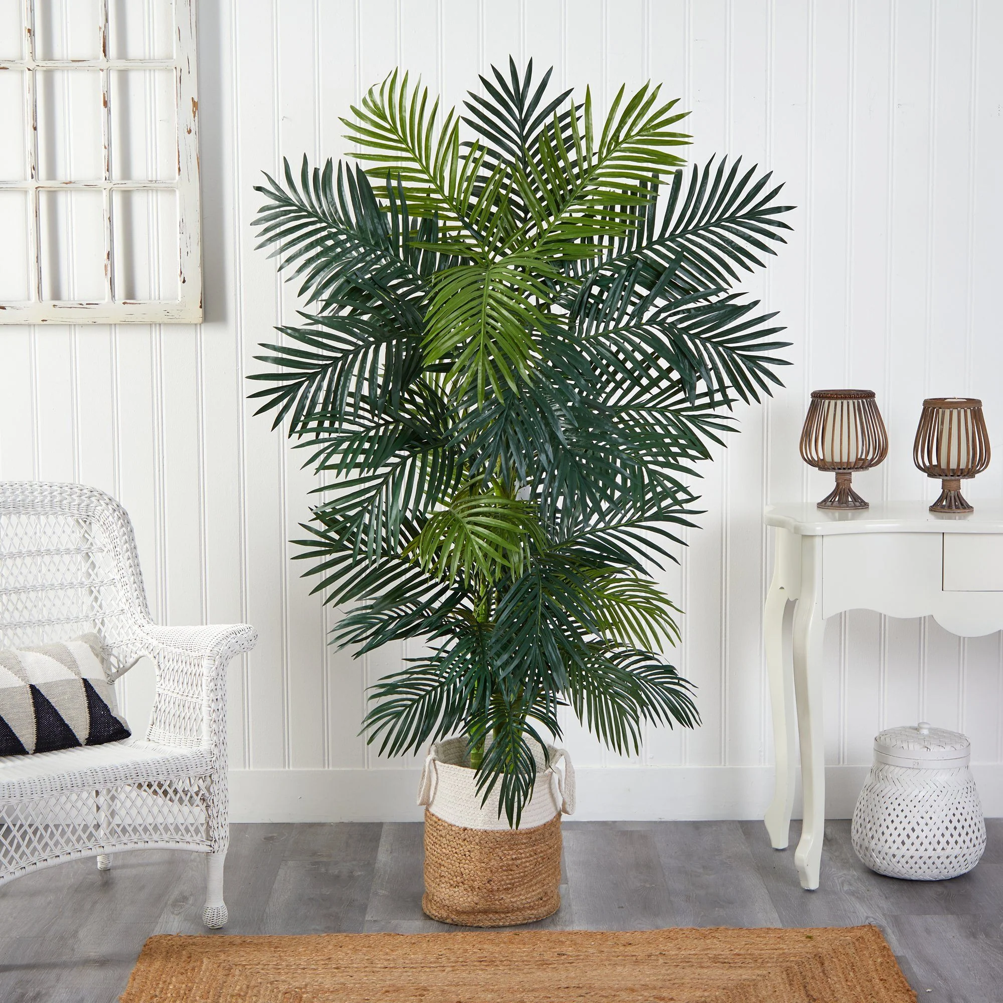 6.5' Golden Cane Artificial Palm Tree in Handmade Natural Jute and Cotton Planter - Image 3