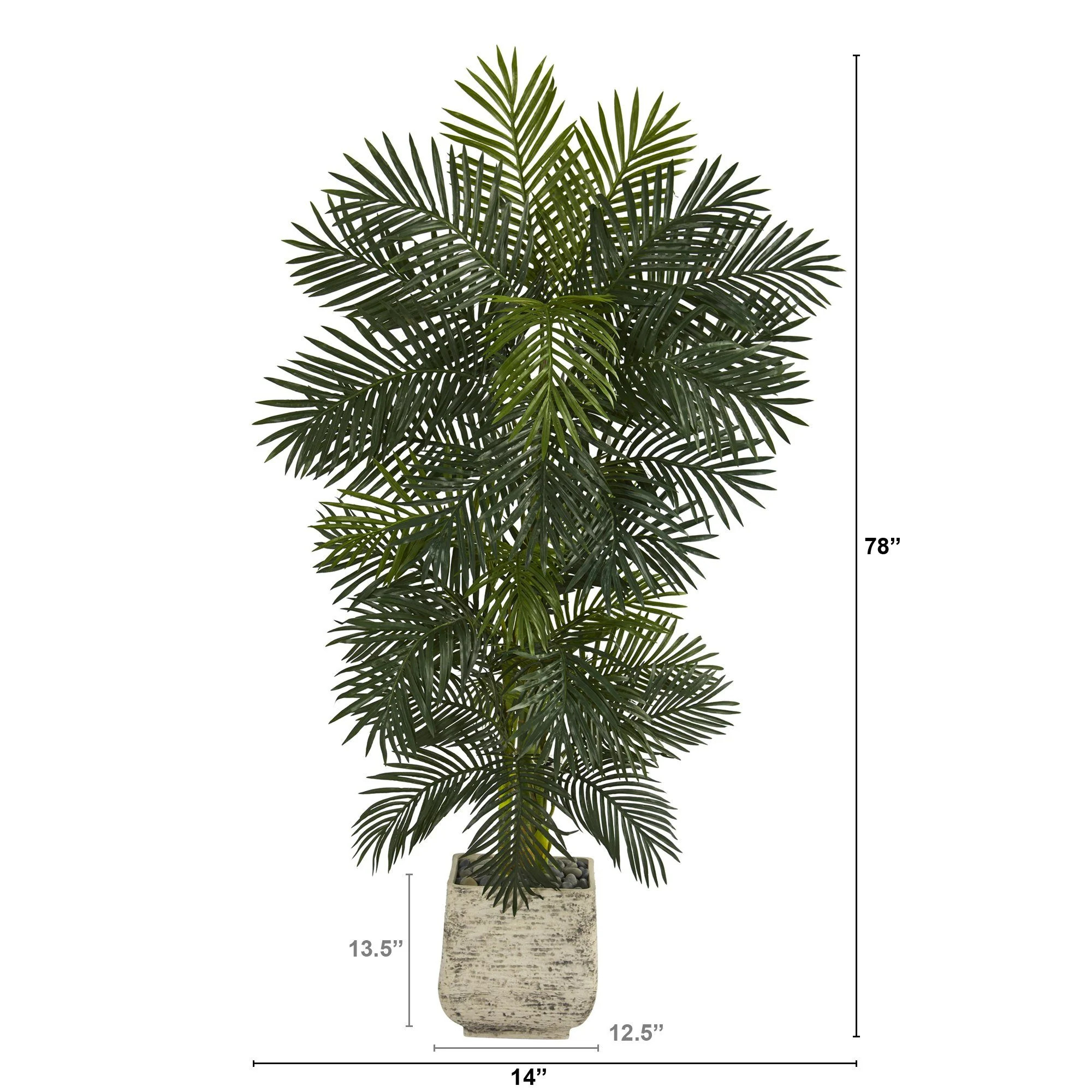 6.5’ Golden Cane Artificial Palm Tree in White Planter - Image 2