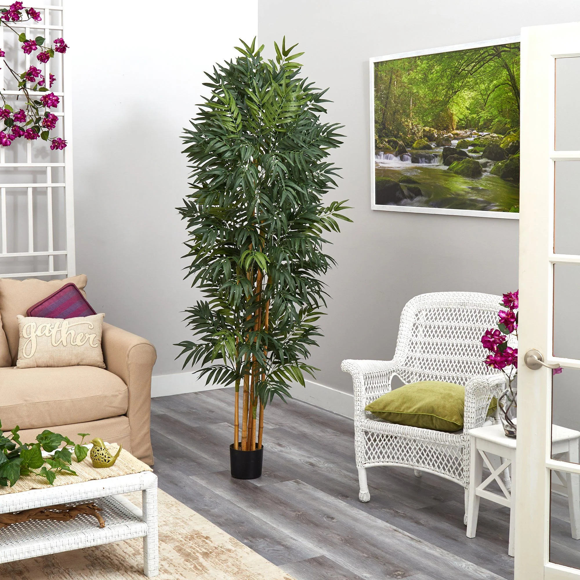 6.5’ Phoenix Palm Artificial tree with Natural Trunk - Image 3