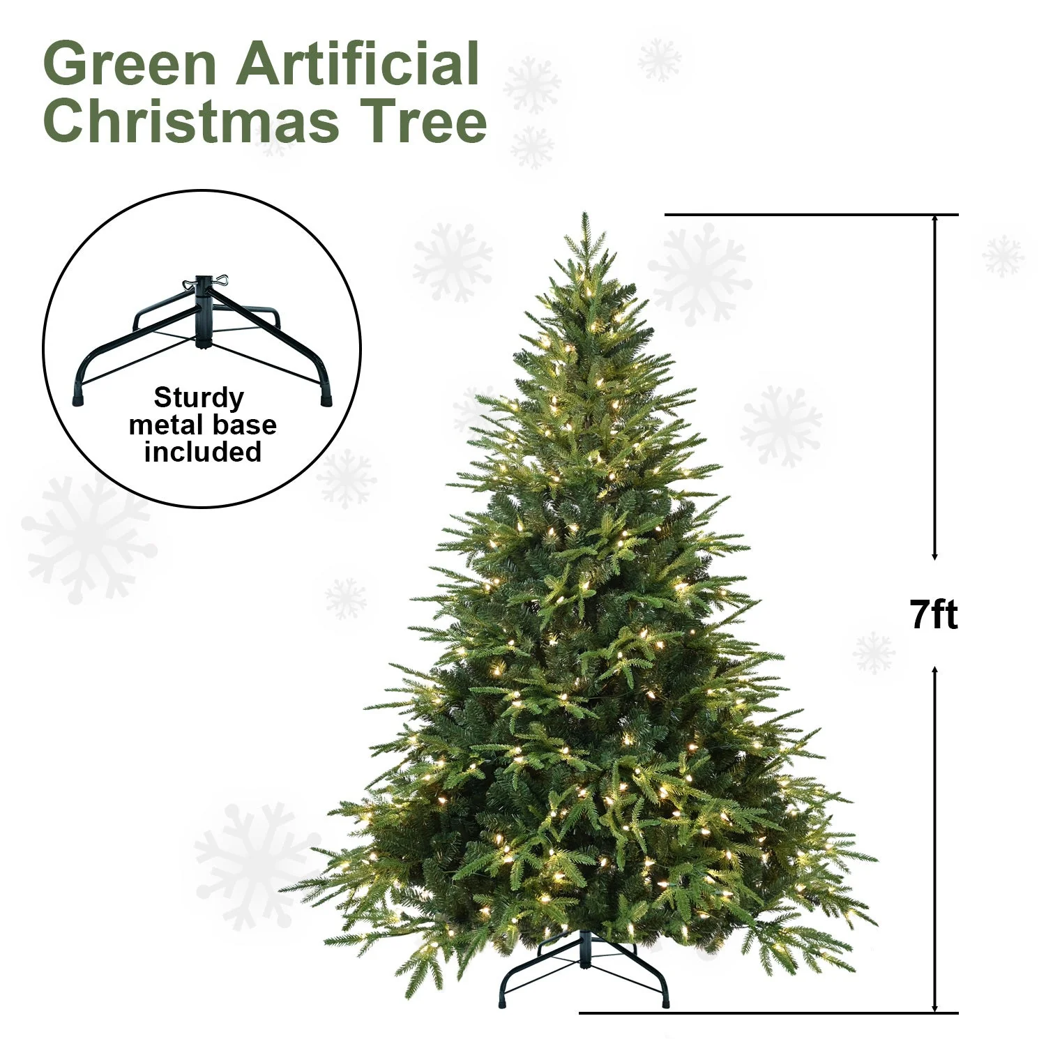 6.5ft Pre-Lit Artificial Christmas Tree with 450 Warm White Incandescent Lights - Image 10