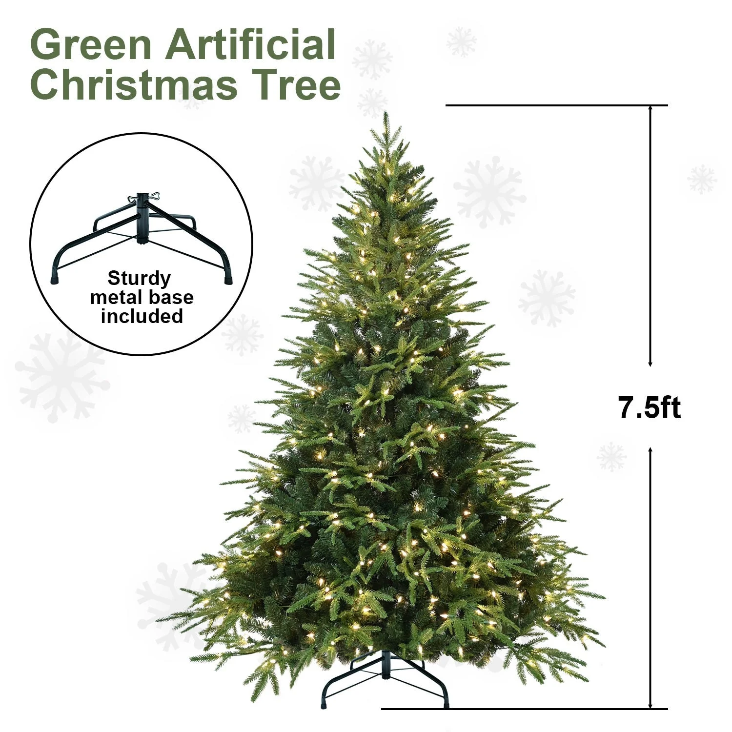 6.5ft Pre-Lit Artificial Christmas Tree with 450 Warm White Incandescent Lights - Image 11