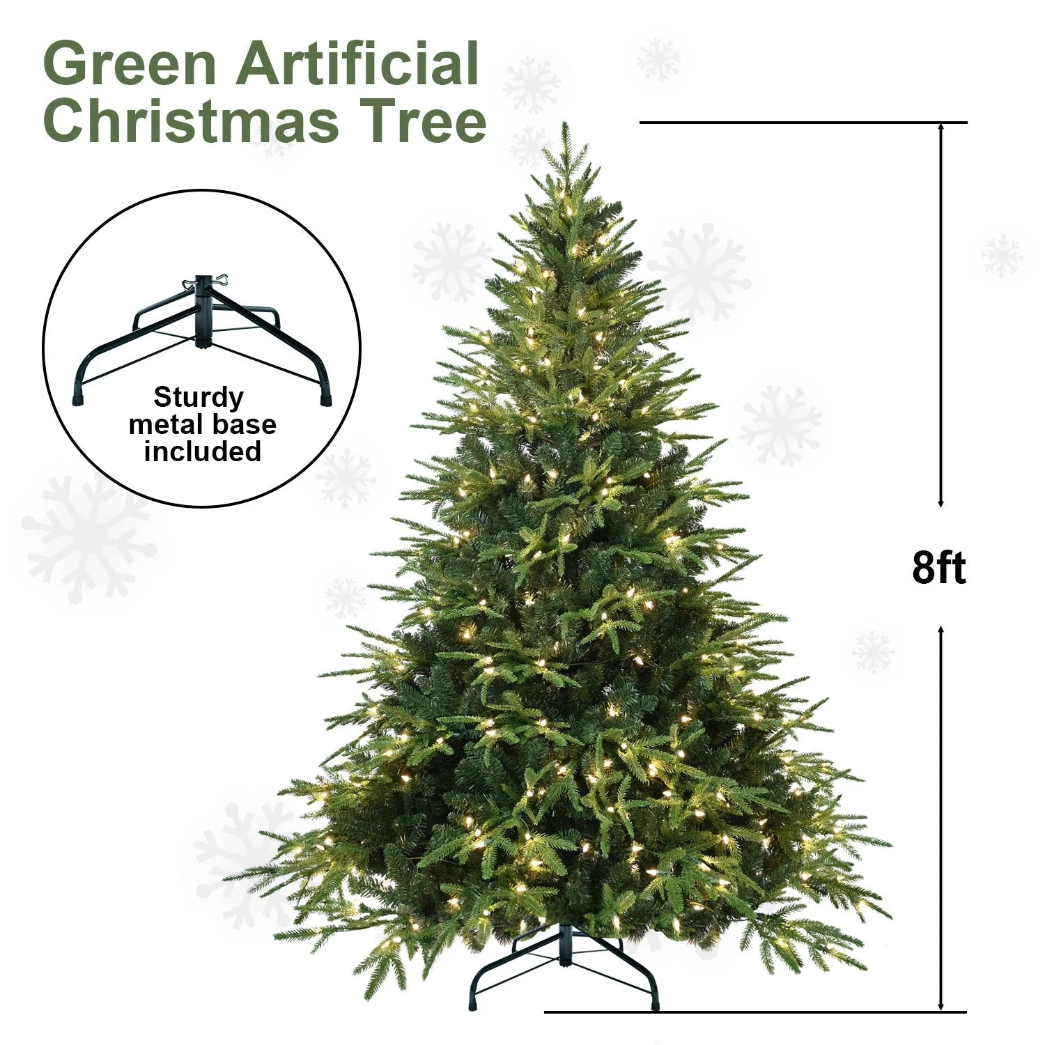 6.5ft Pre-Lit Artificial Christmas Tree with 450 Warm White Incandescent Lights - Image 12
