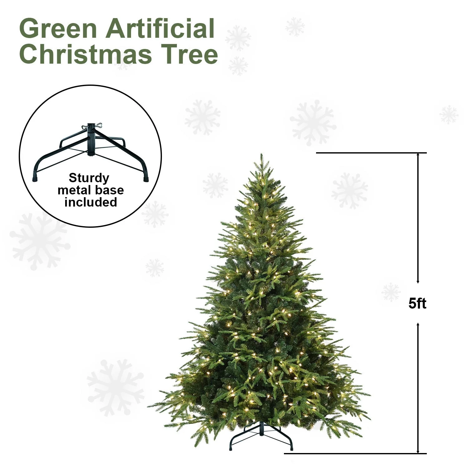 6.5ft Pre-Lit Artificial Christmas Tree with 450 Warm White Incandescent Lights - Image 7