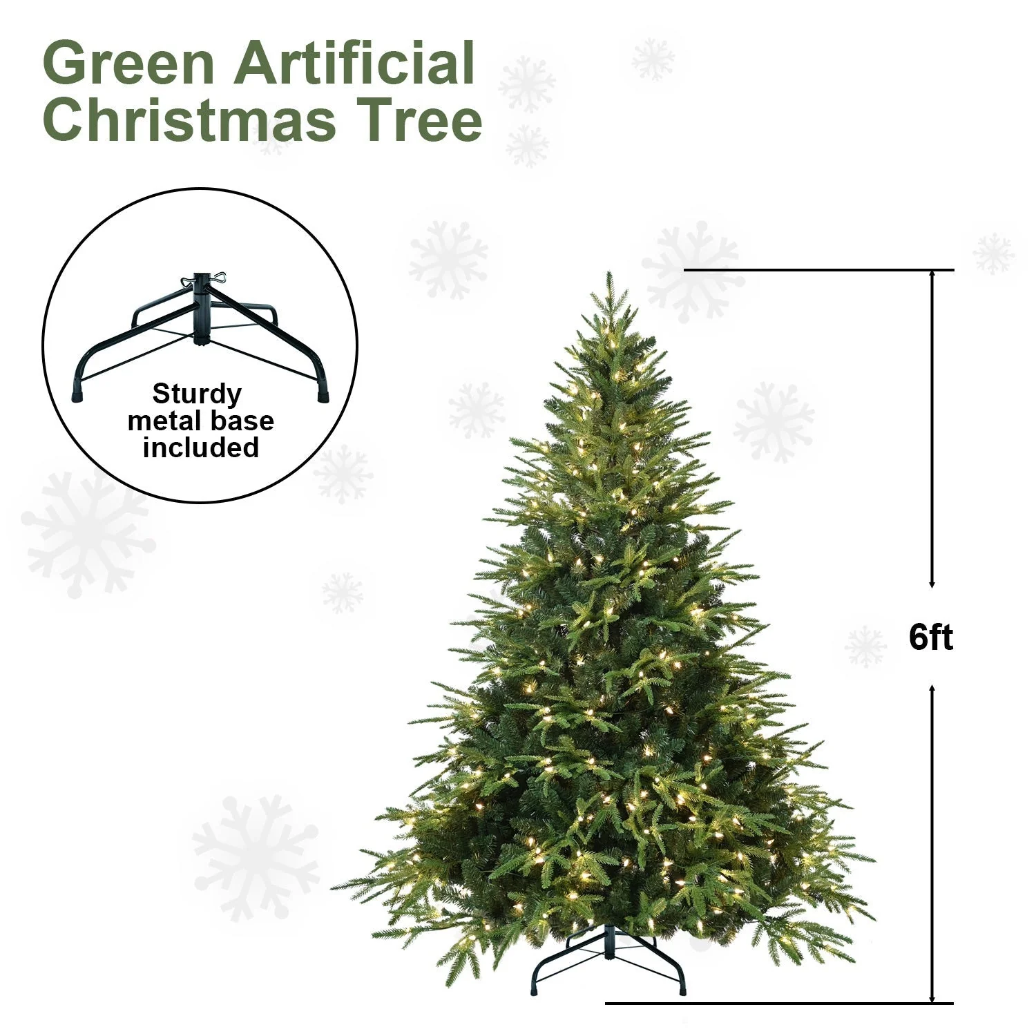 6.5ft Pre-Lit Artificial Christmas Tree with 450 Warm White Incandescent Lights - Image 8