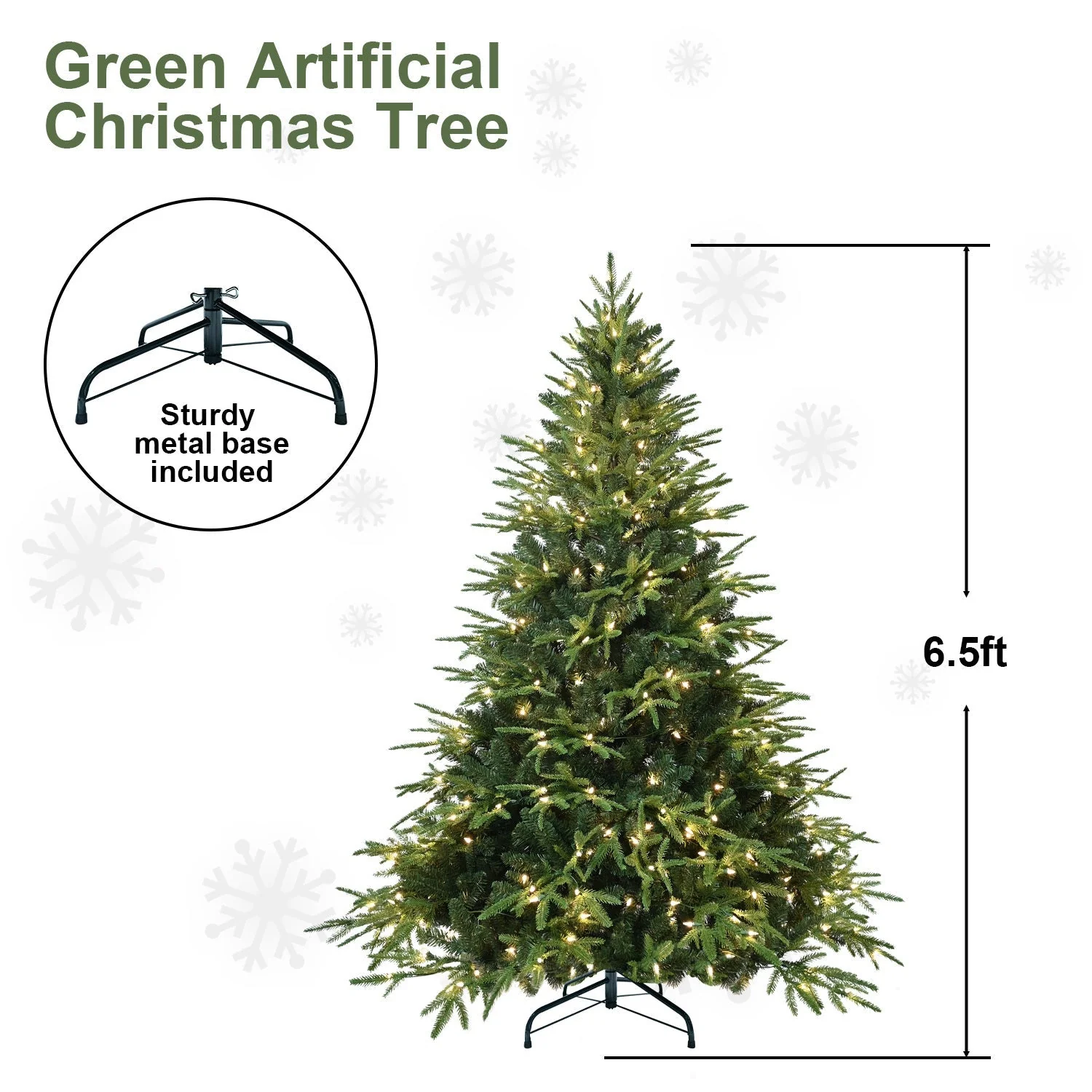 6.5ft Pre-Lit Artificial Christmas Tree with 450 Warm White Incandescent Lights - Image 9