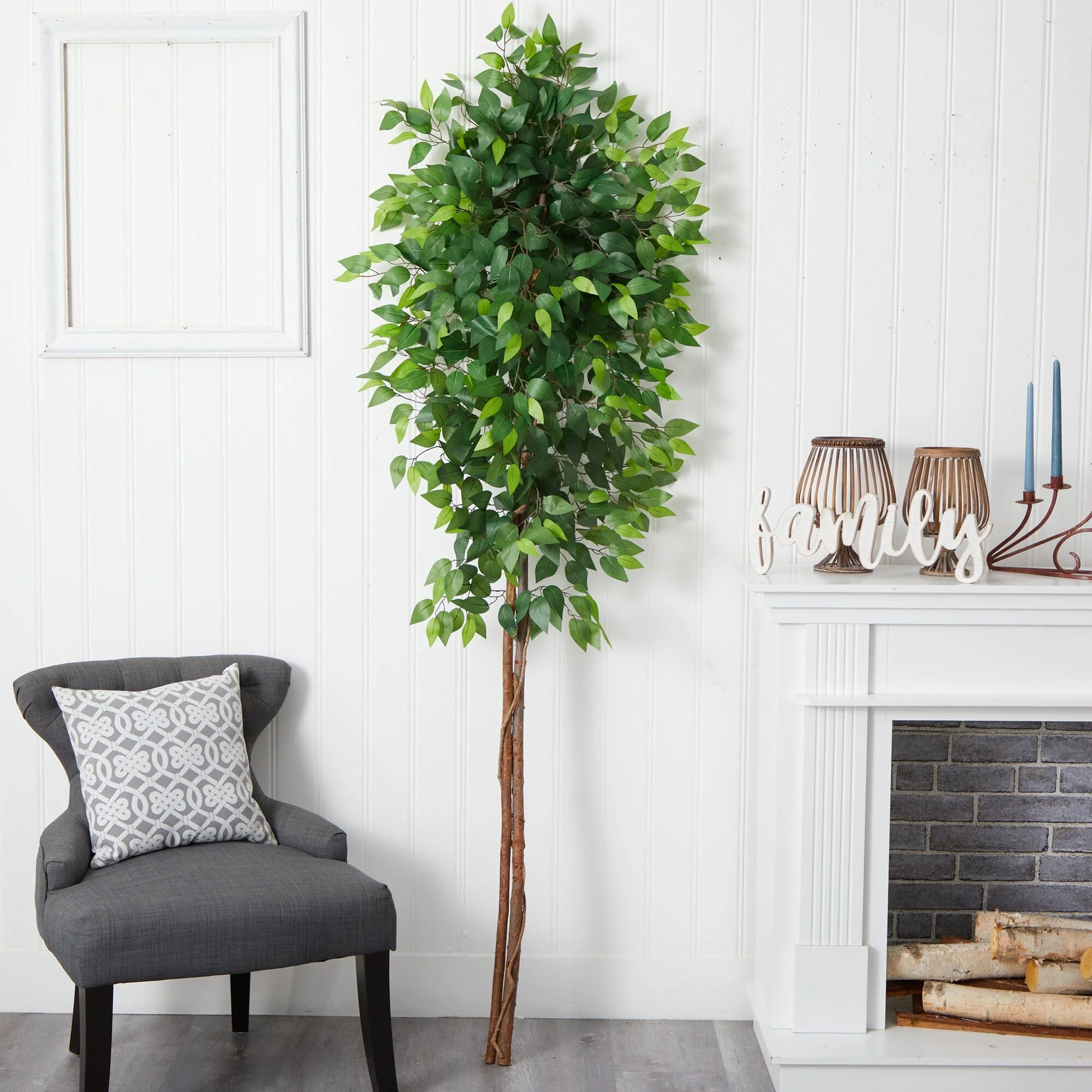 6’ Artificial Double Trunk Ficus Tree (No Pot) - Image 2