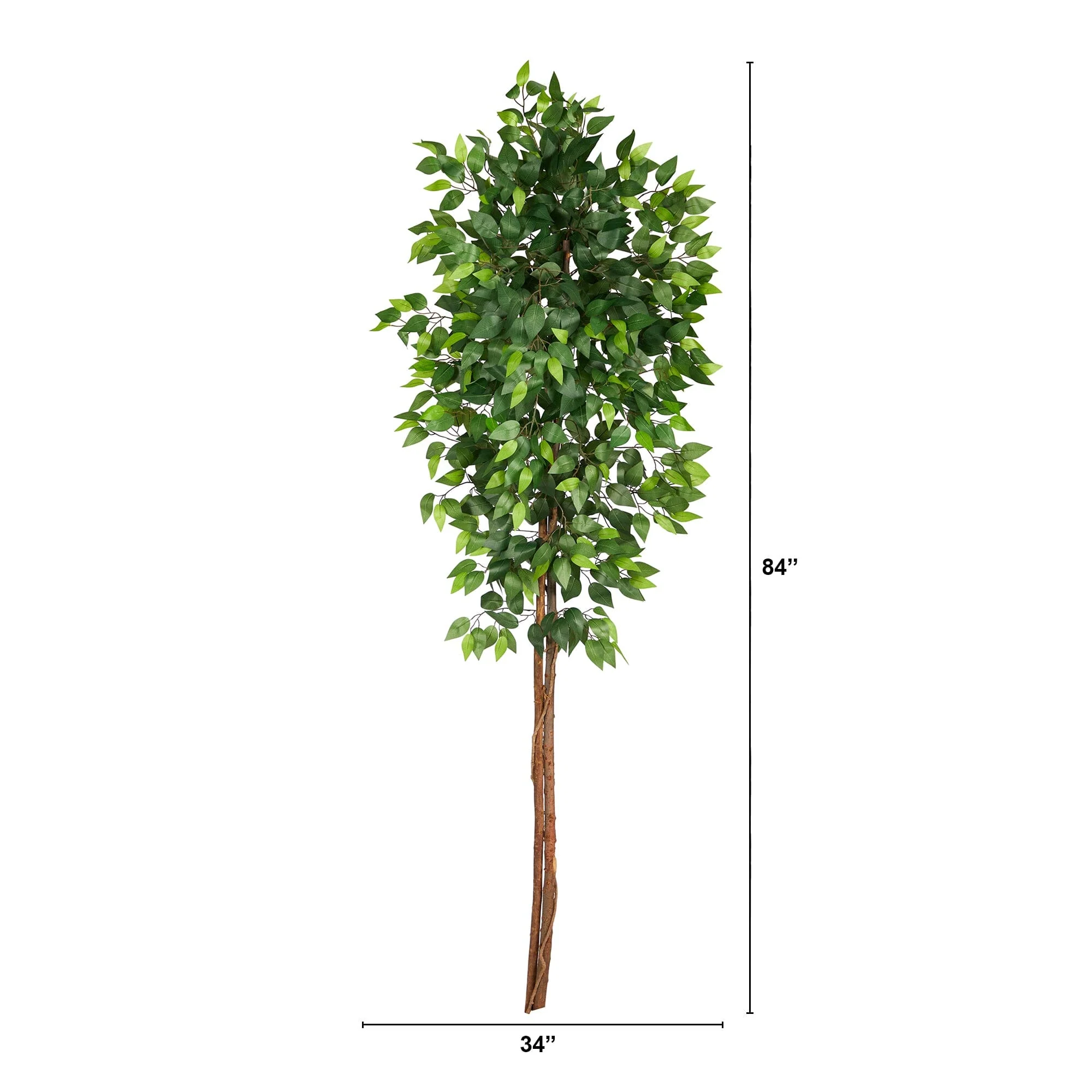 6’ Artificial Double Trunk Ficus Tree (No Pot) - Image 3