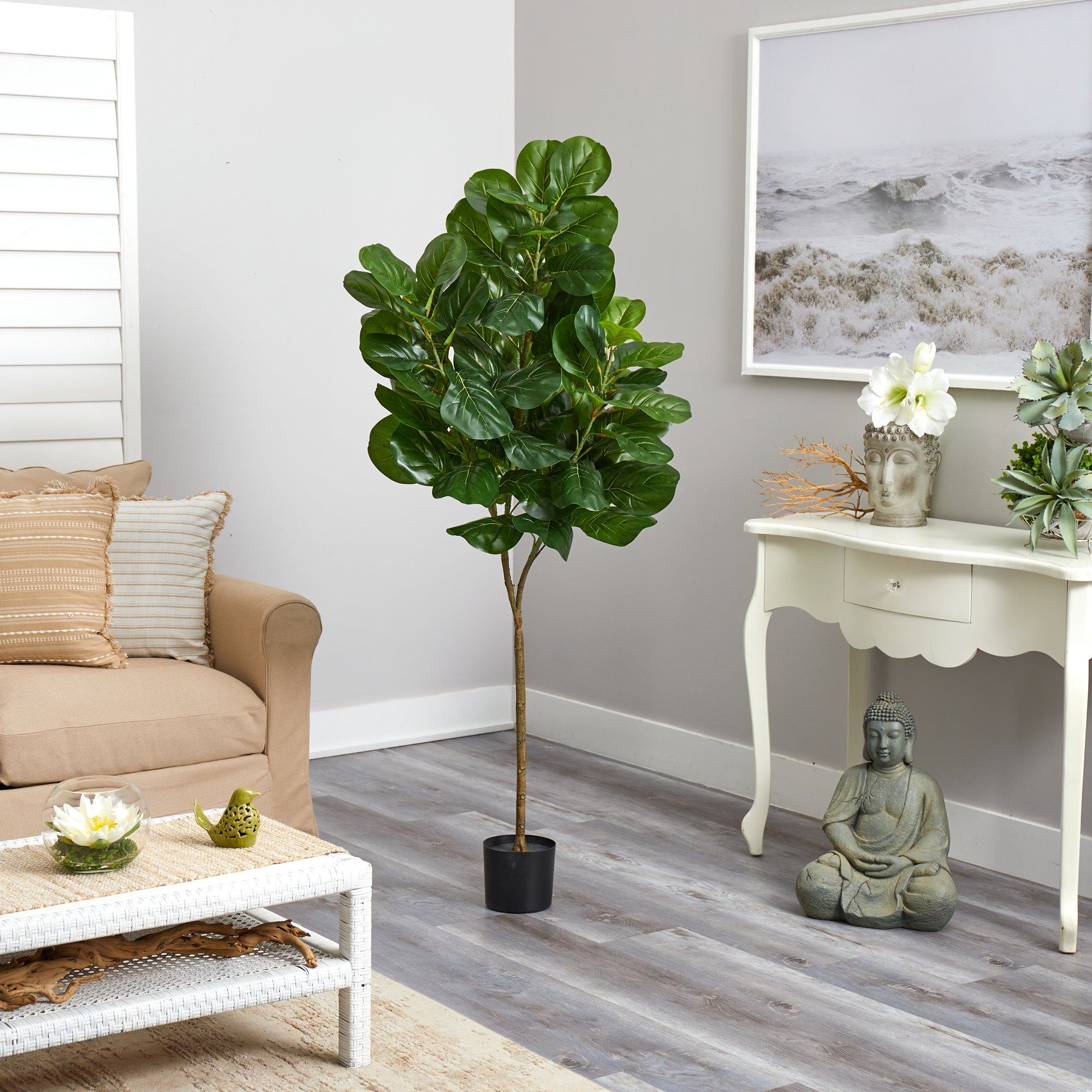 6’ Artificial Fiddle Leaf Fig Tree - Image 5