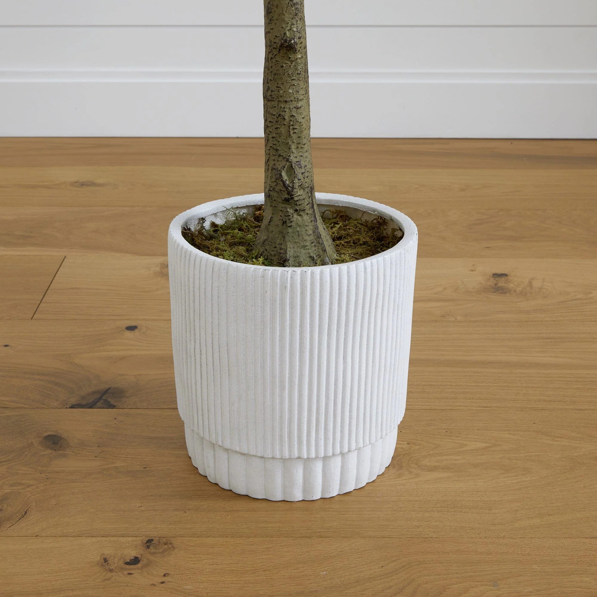 6’ Artificial Fiddle Leaf Fig Tree with White Decorative Planter - Image 4