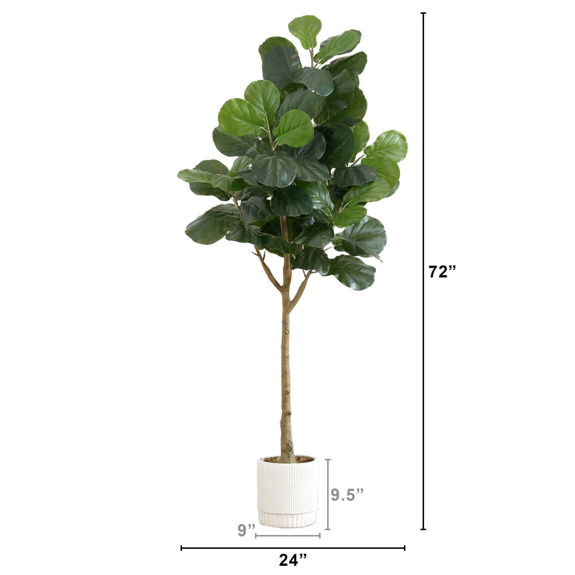 6’ Artificial Fiddle Leaf Fig Tree with White Decorative Planter - Image 5