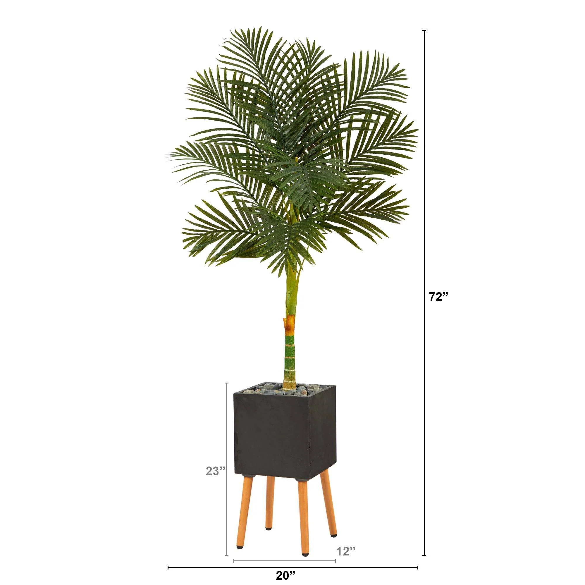 6’ Artificial Golden Cane Palm Tree in Black Planter with Stand - Image 2