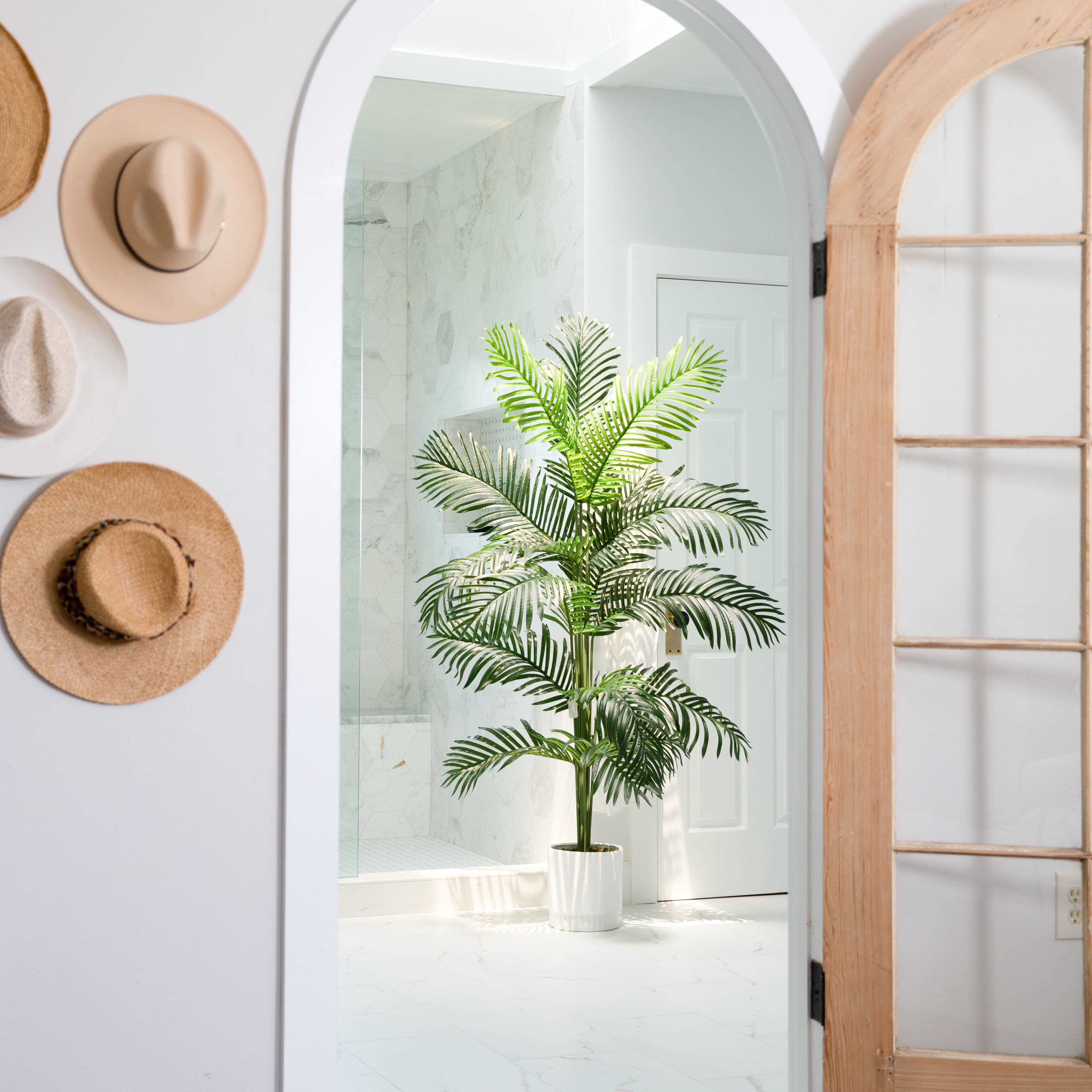 6’ Artificial Paradise Palm with White Decorative Planter - Image 4