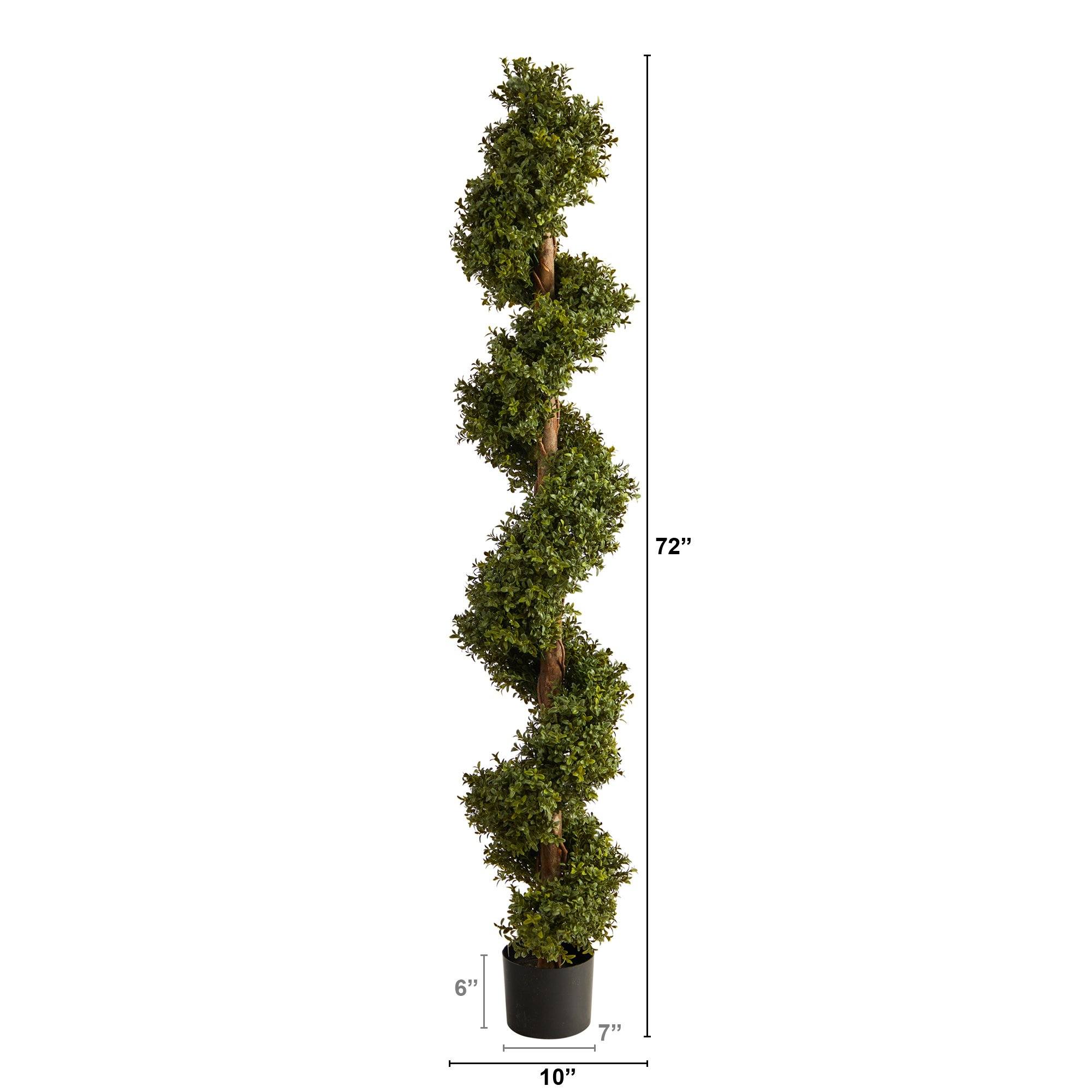 6’ Boxwood Topiary Spiral Artificial Tree (Indoor/Outdoor) - Image 2