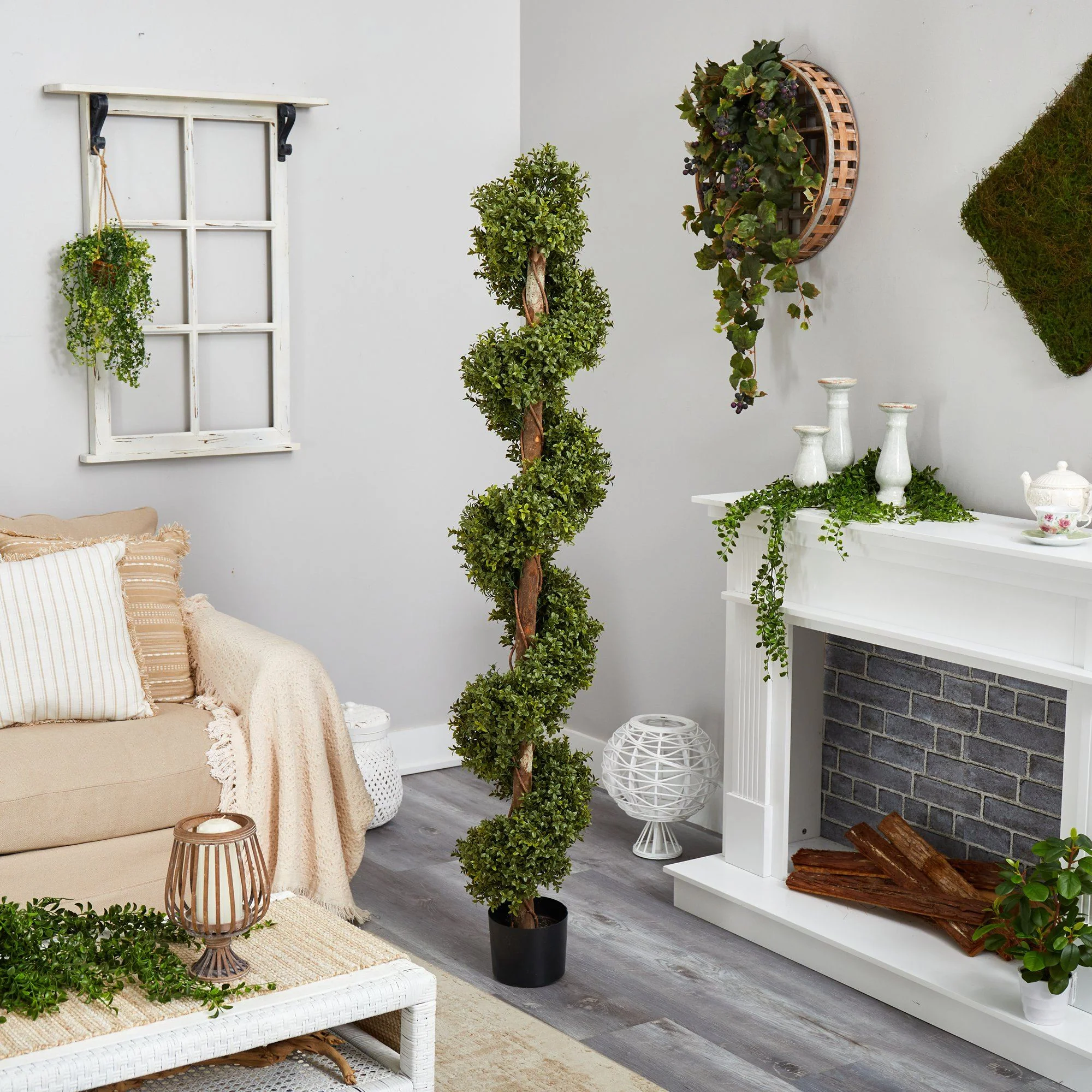 6’ Boxwood Topiary Spiral Artificial Tree (Indoor/Outdoor) - Image 4