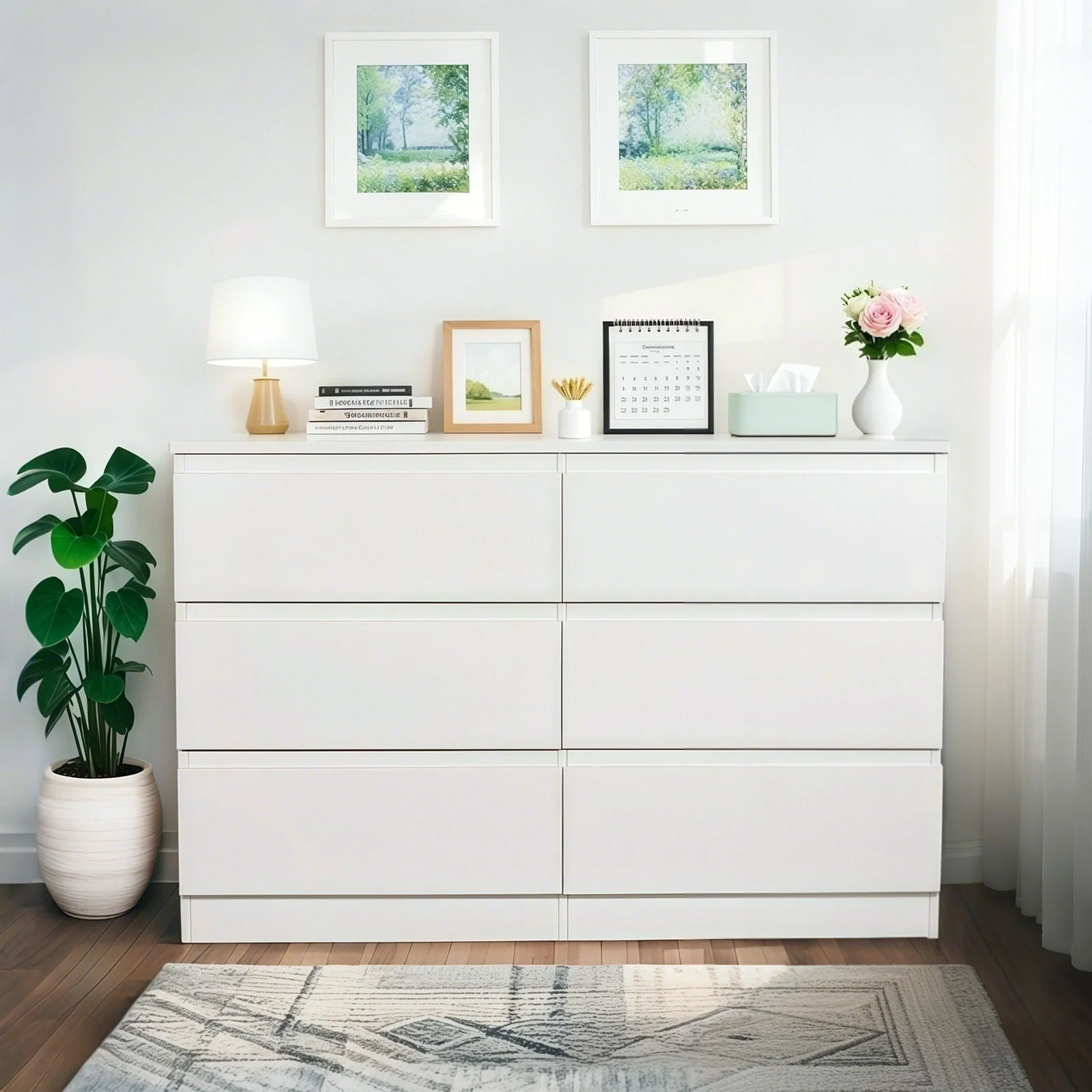 6 Drawer Dresser With Spacious Countertop And Concealed Handles - Image 4