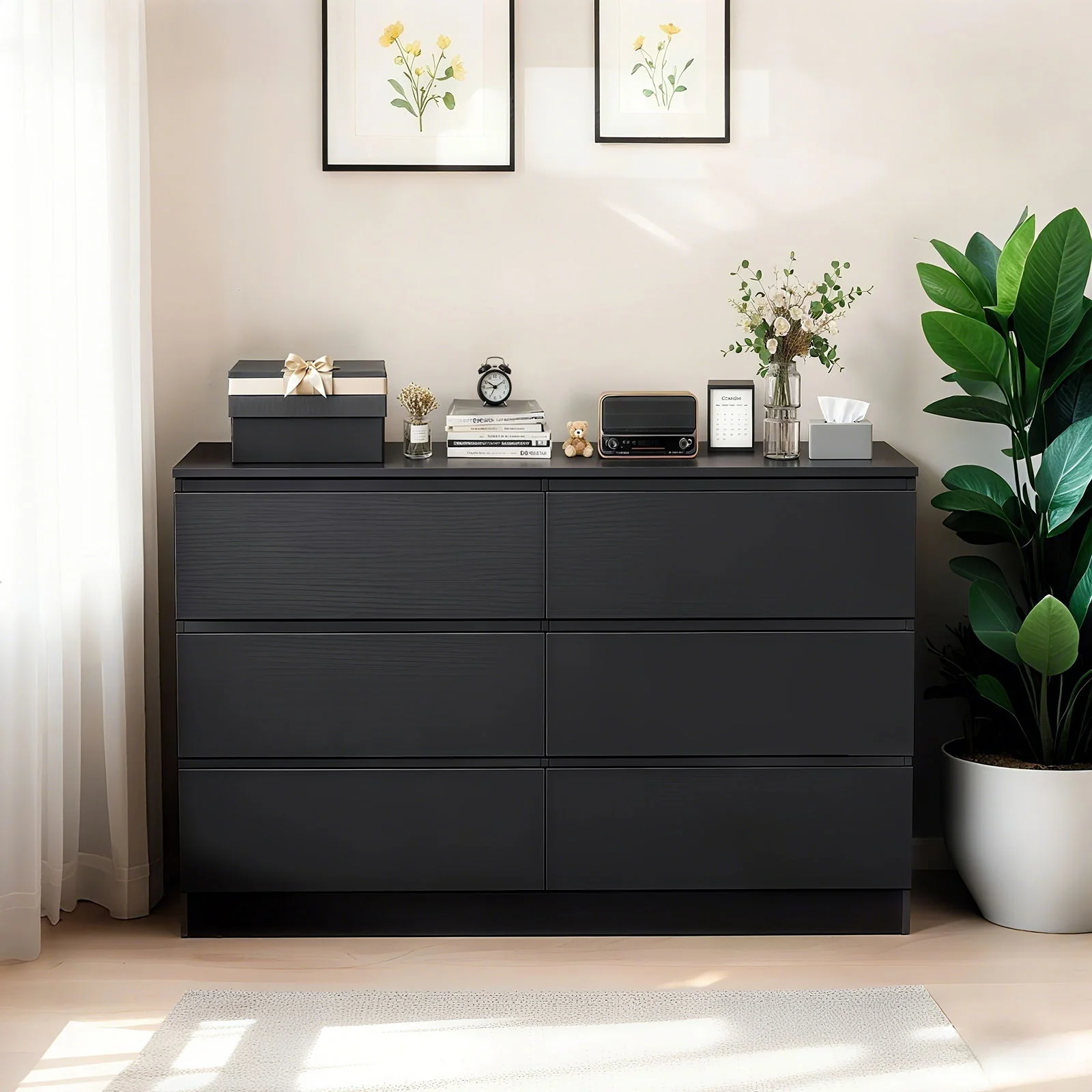 6 Drawer Dresser With Spacious Countertop And Concealed Handles - Image 5
