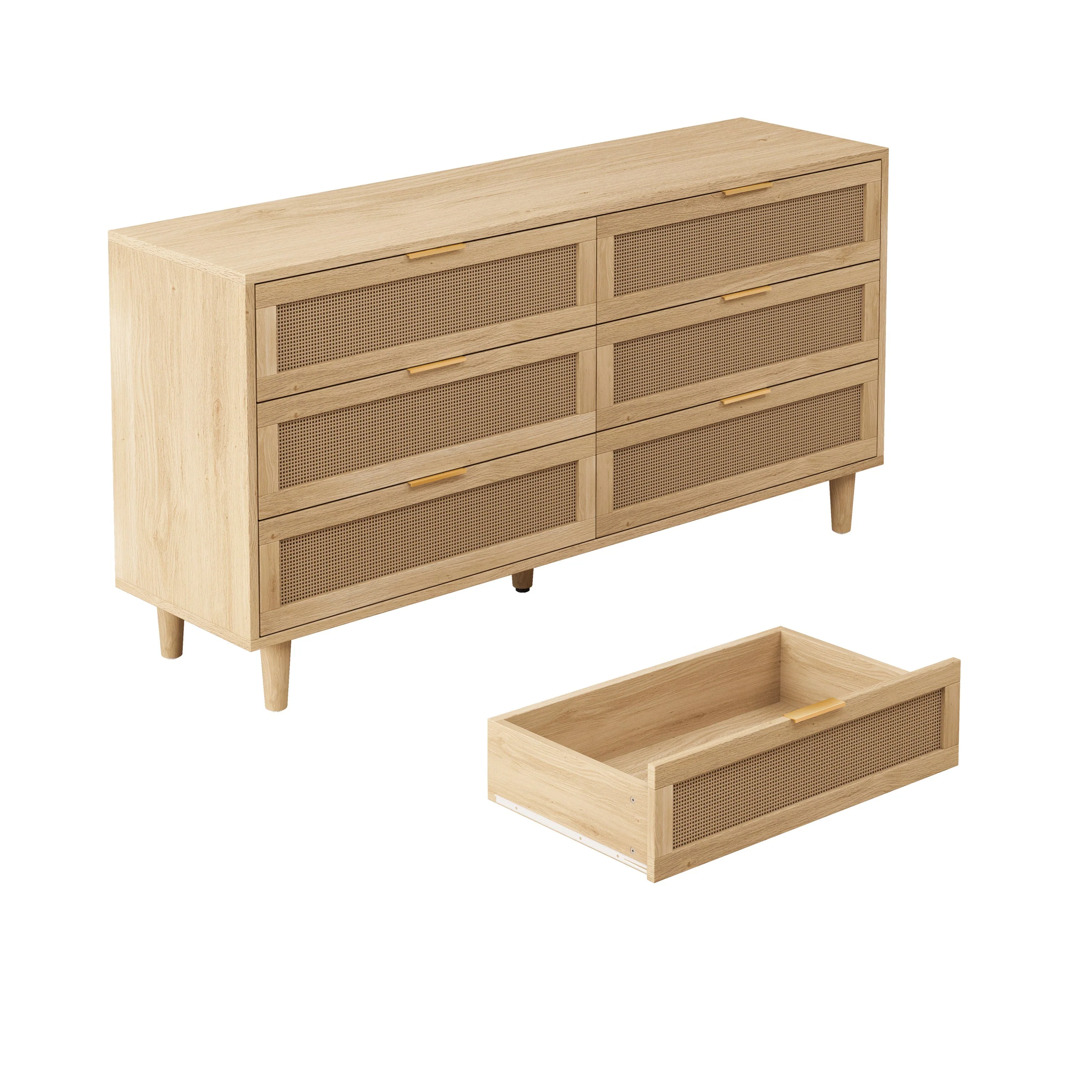 6-Drawers Rattan Storage Cabinet Natural - Image 5