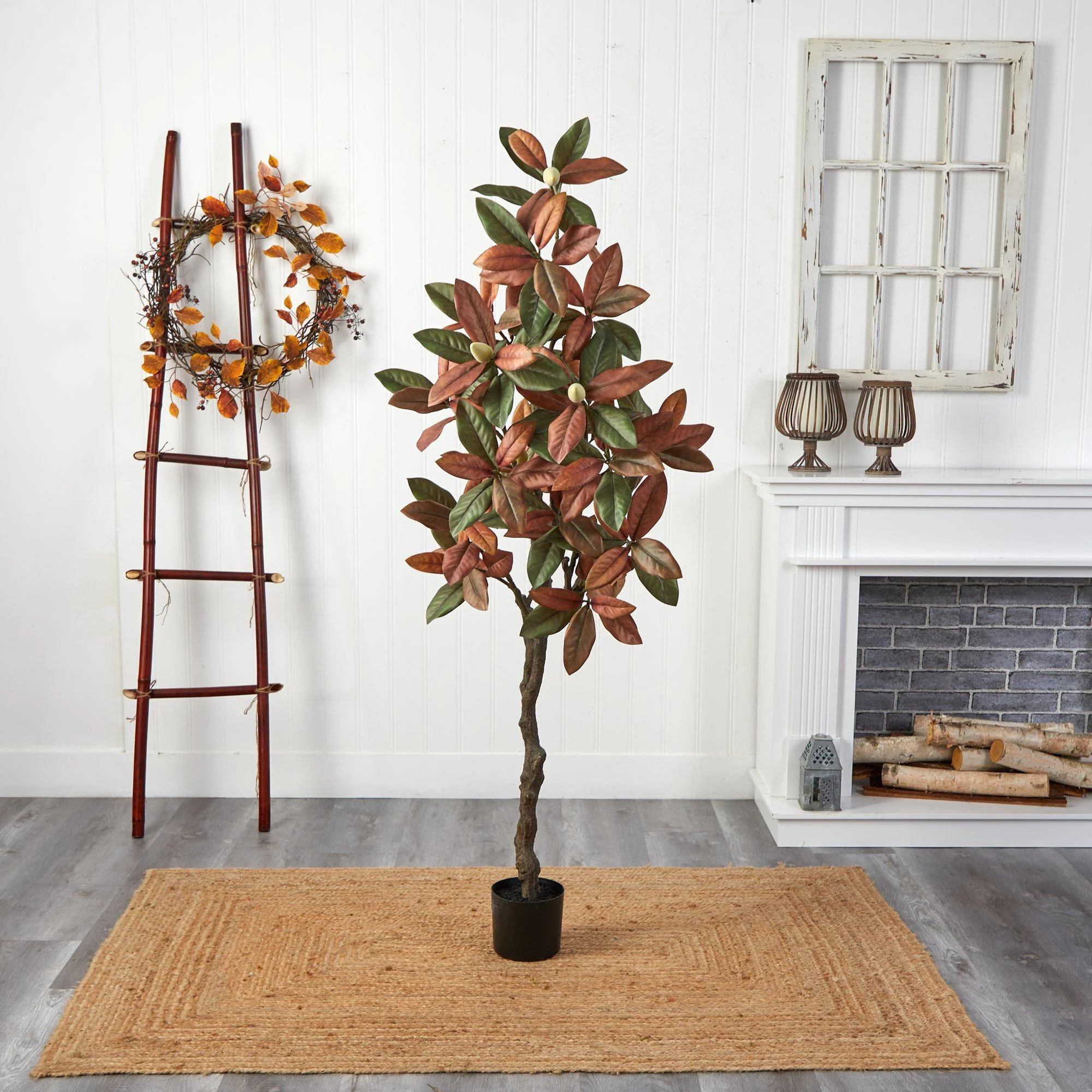6’ Fall Magnolia Artificial Tree - Image 5