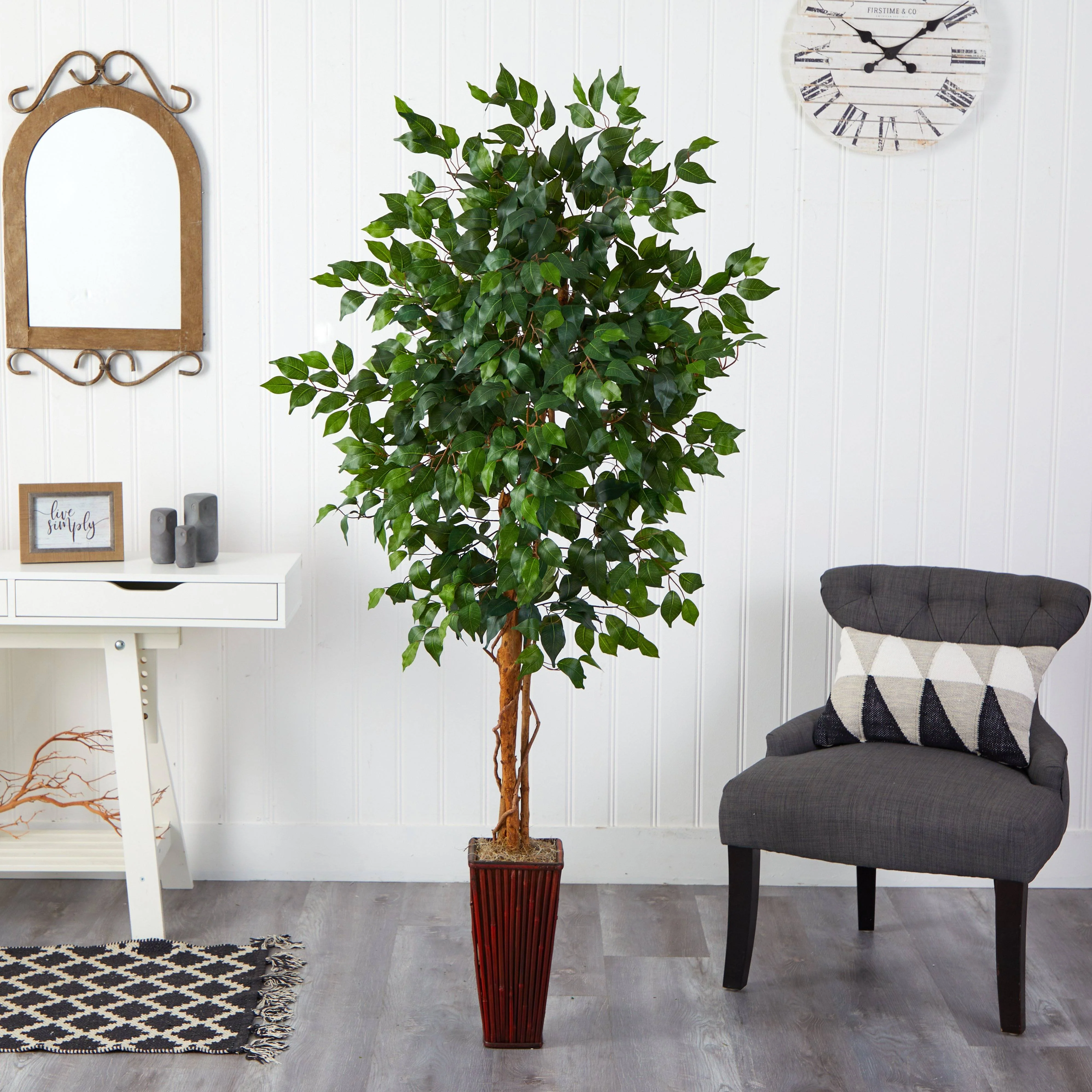 6' Ficus Tree w/Bamboo Planter - Image 3