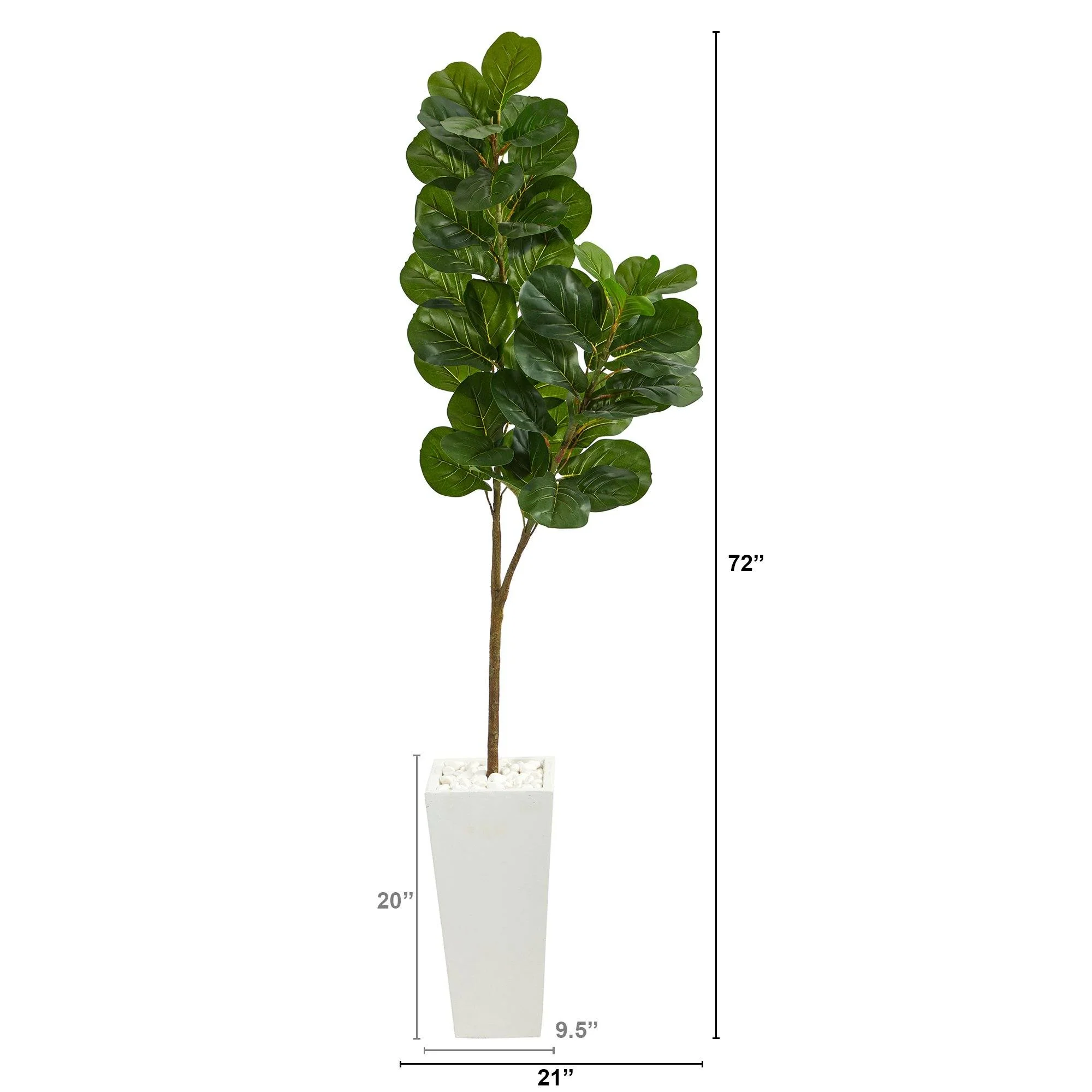 6’ Fiddle leaf Fig Artificial Tree in Tall White Planter - Image 2