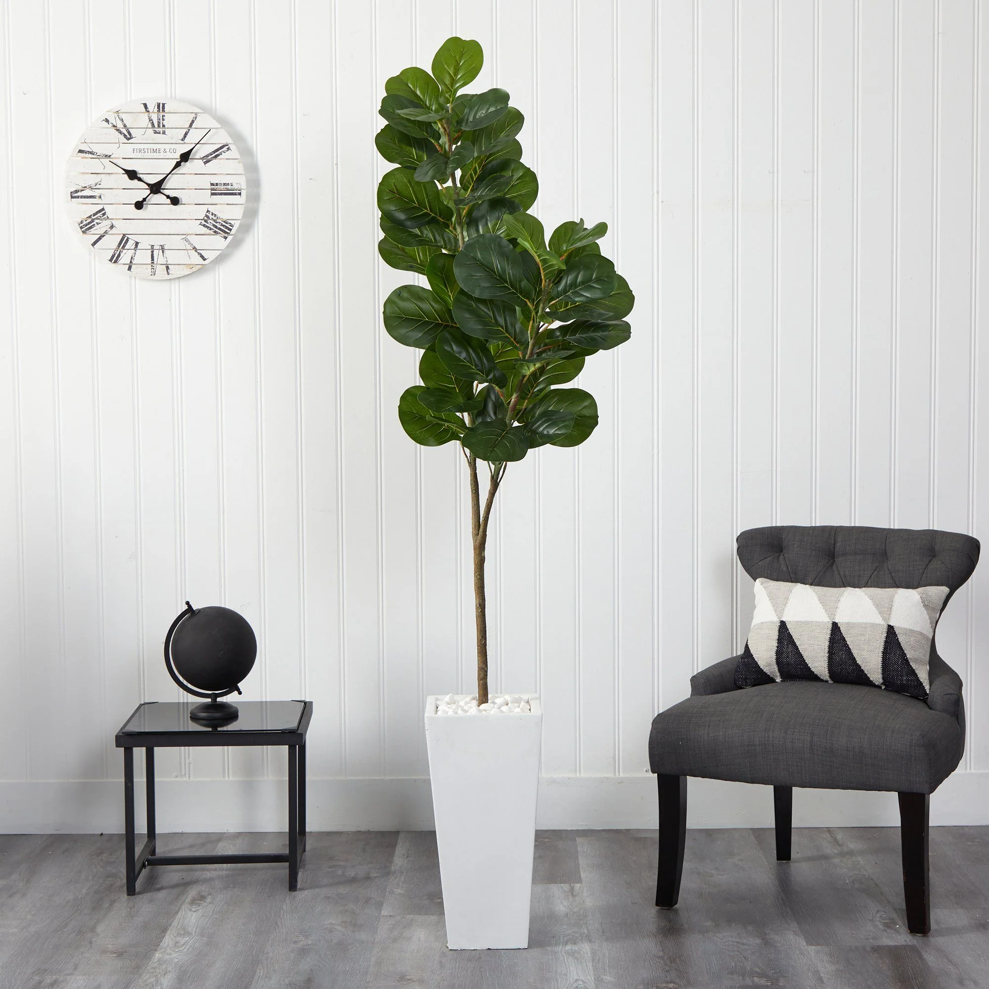 6’ Fiddle leaf Fig Artificial Tree in Tall White Planter - Image 3