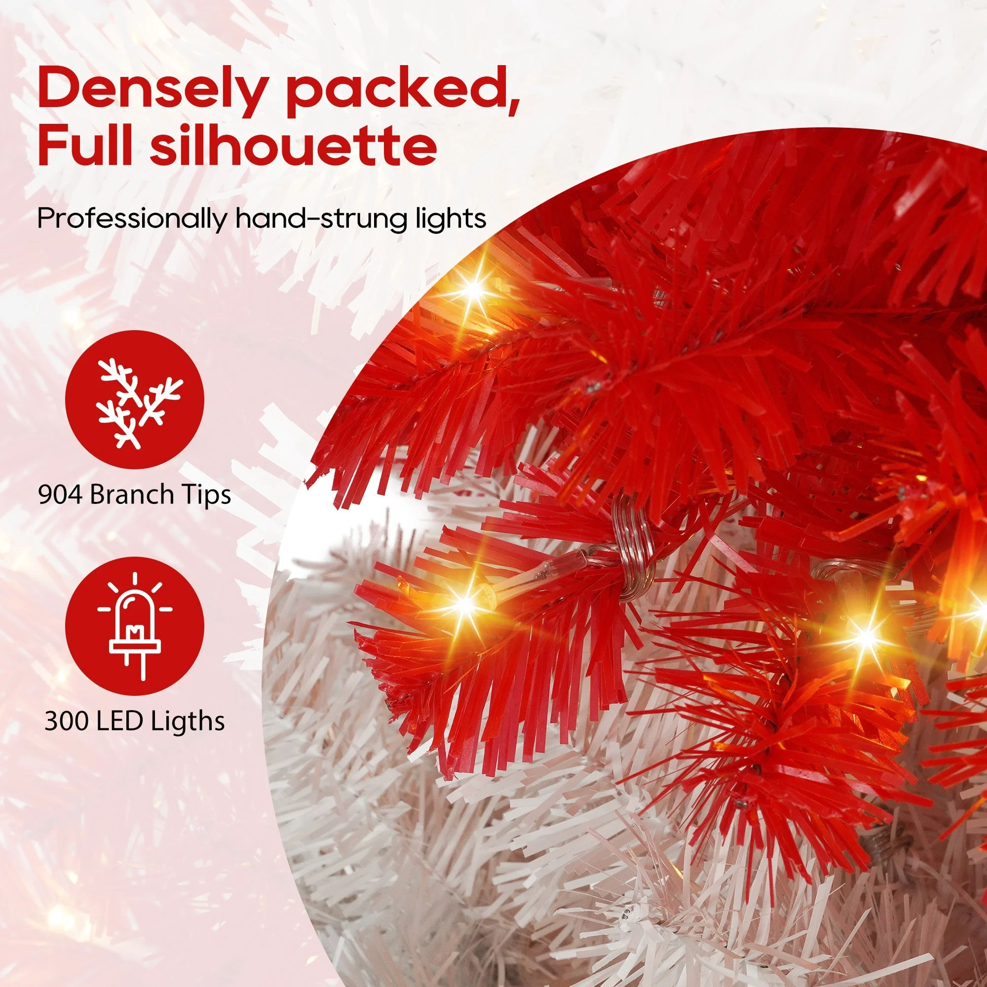 6-Foot Candy Cane Christmas Tree with 300 LED Lights - Image 3