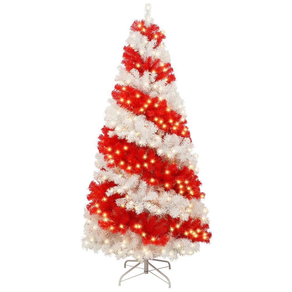 6-Foot Candy Cane Christmas Tree with 300 LED Lights - Image 9