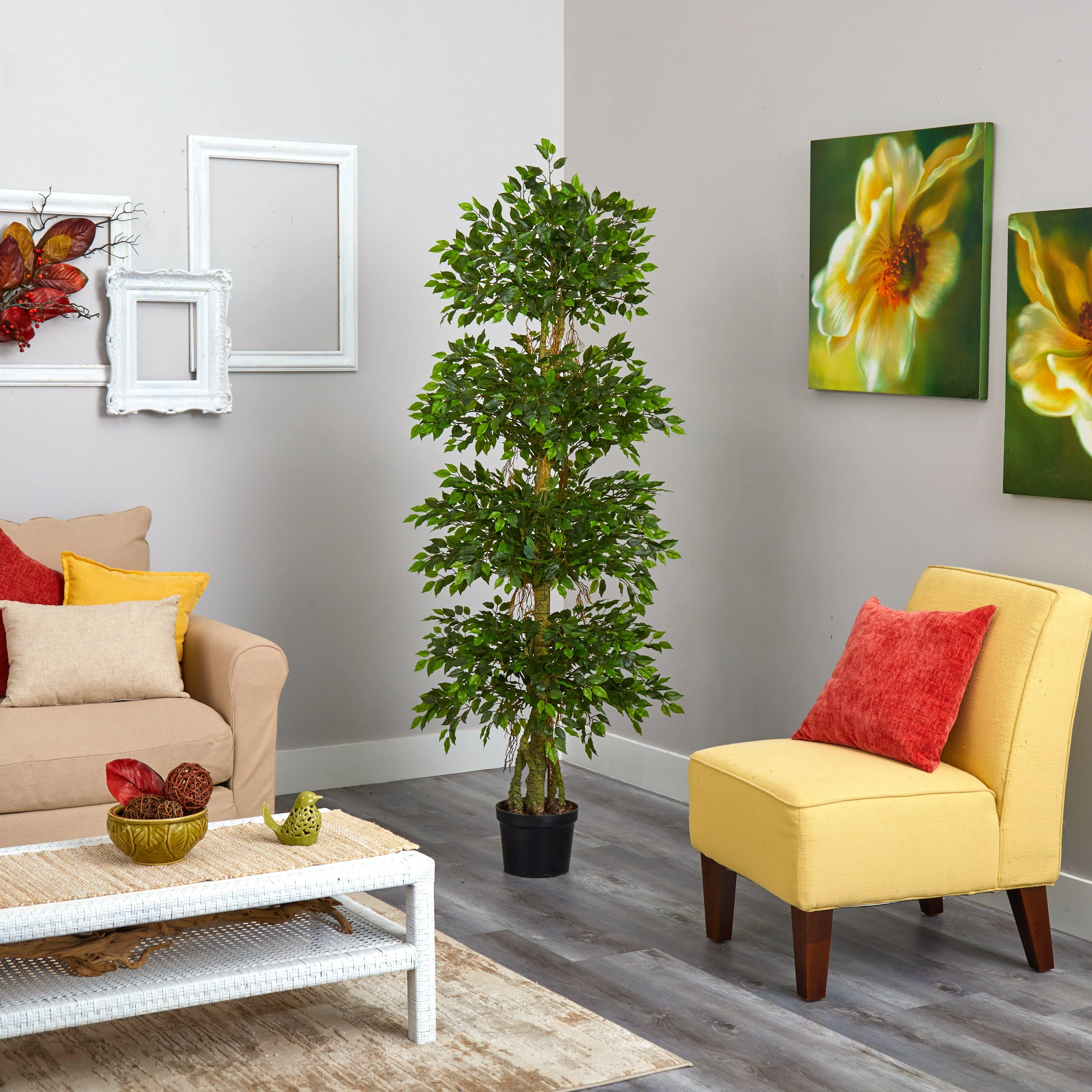 6' Four Tier Mini Ficus Artificial Tree UV Resistant (Indoor/Outdoor) - Image 2