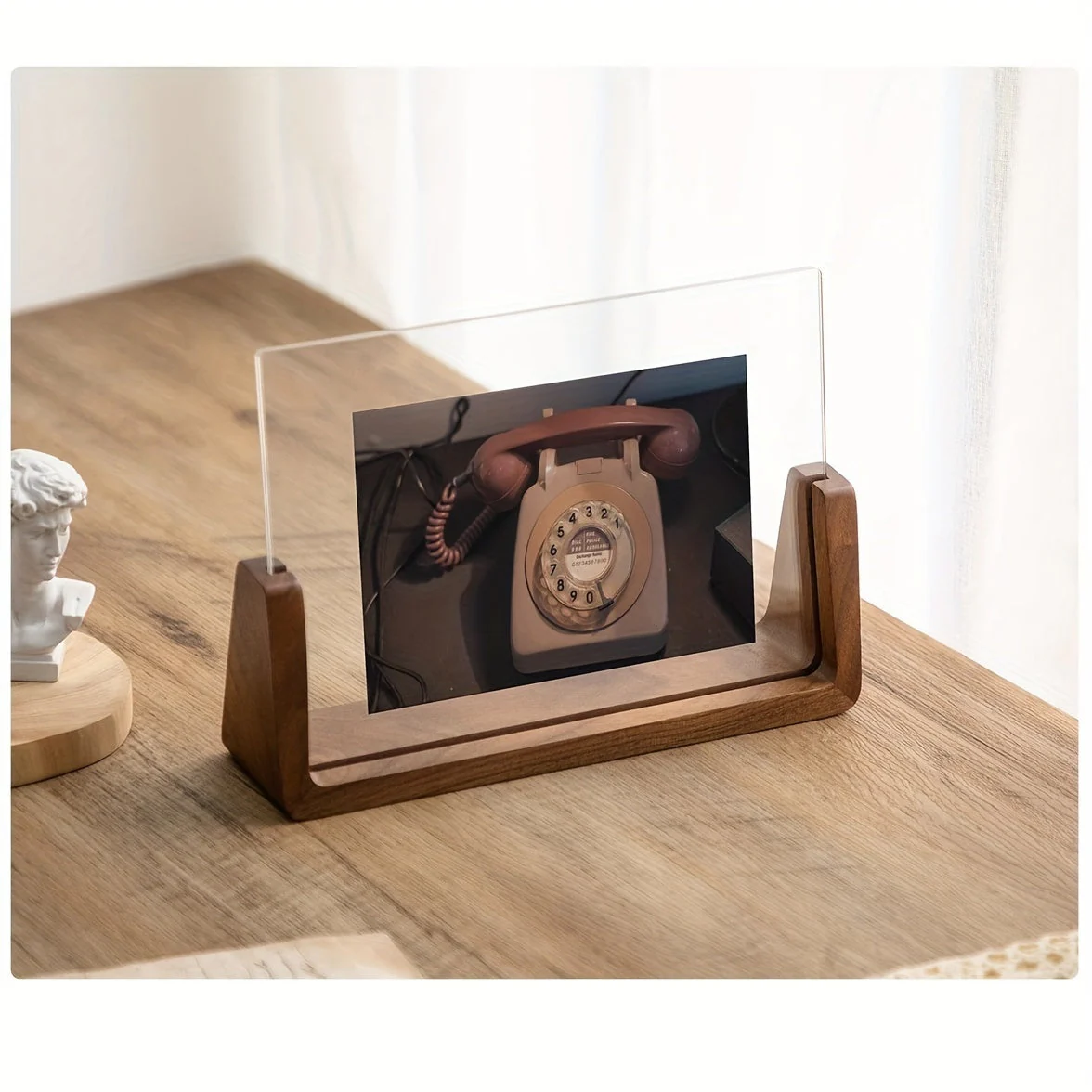 6 Inch Acrylic Photo Frame U Shaped Wood Desktop Picture Frame - Image 10