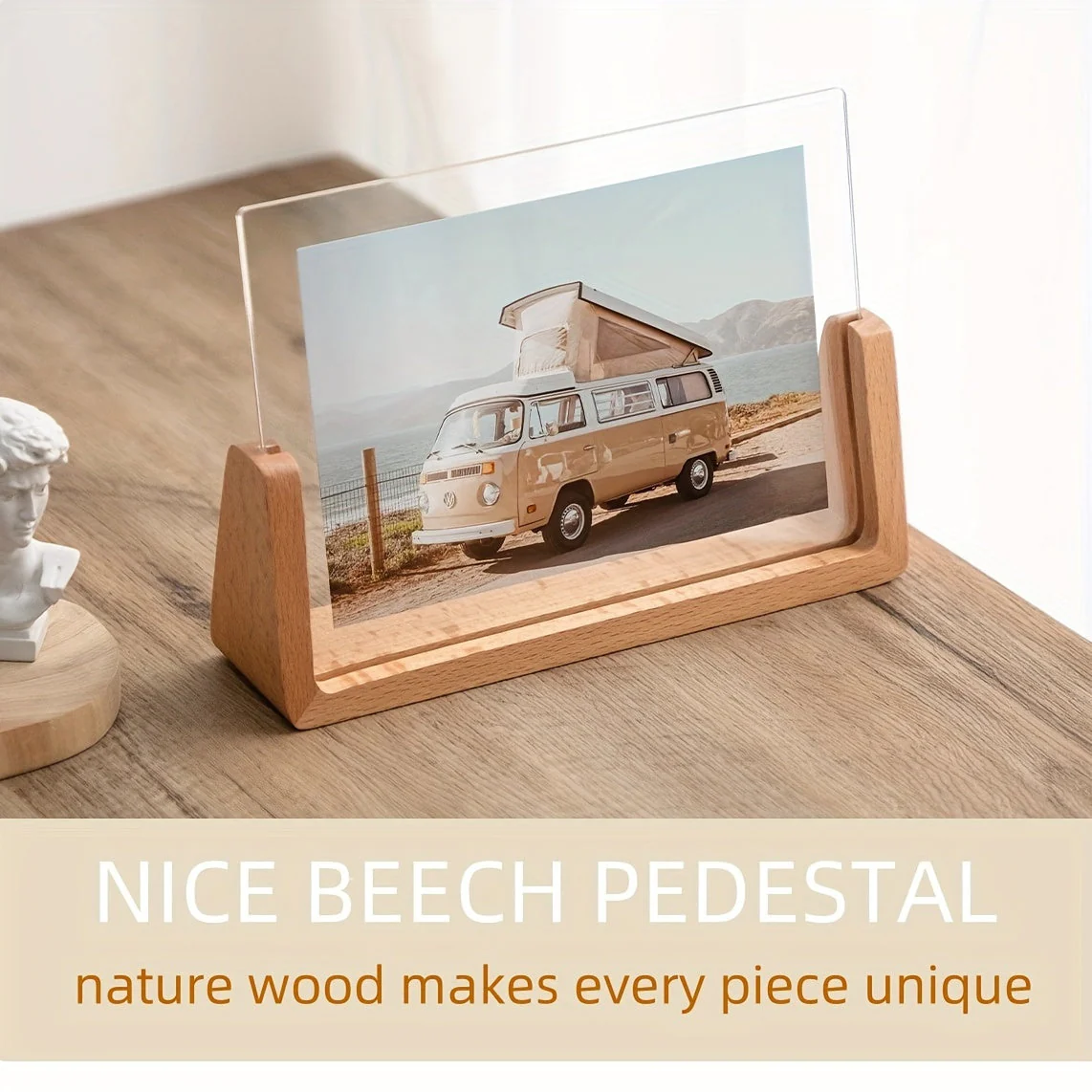 6 Inch Acrylic Photo Frame U Shaped Wood Desktop Picture Frame - Image 11