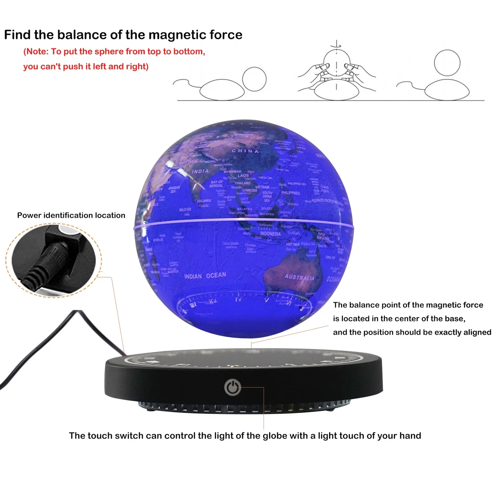 6 Inch Floating Levitating Globe RGB Light Magnetic World Map Desk Decor Gift - Image 6
