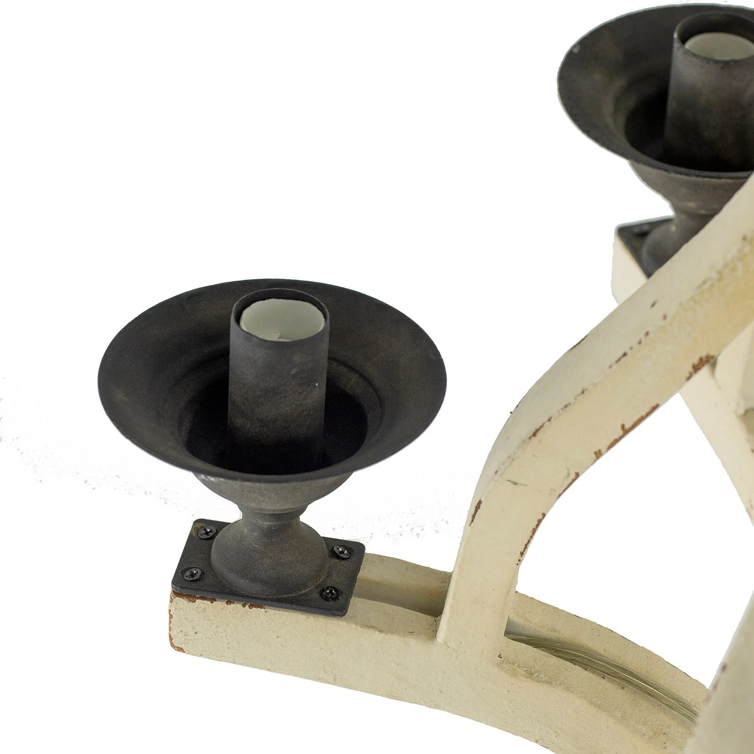 6 Light Wood Chandelier with Adjustable Chain - Cream - Image 3