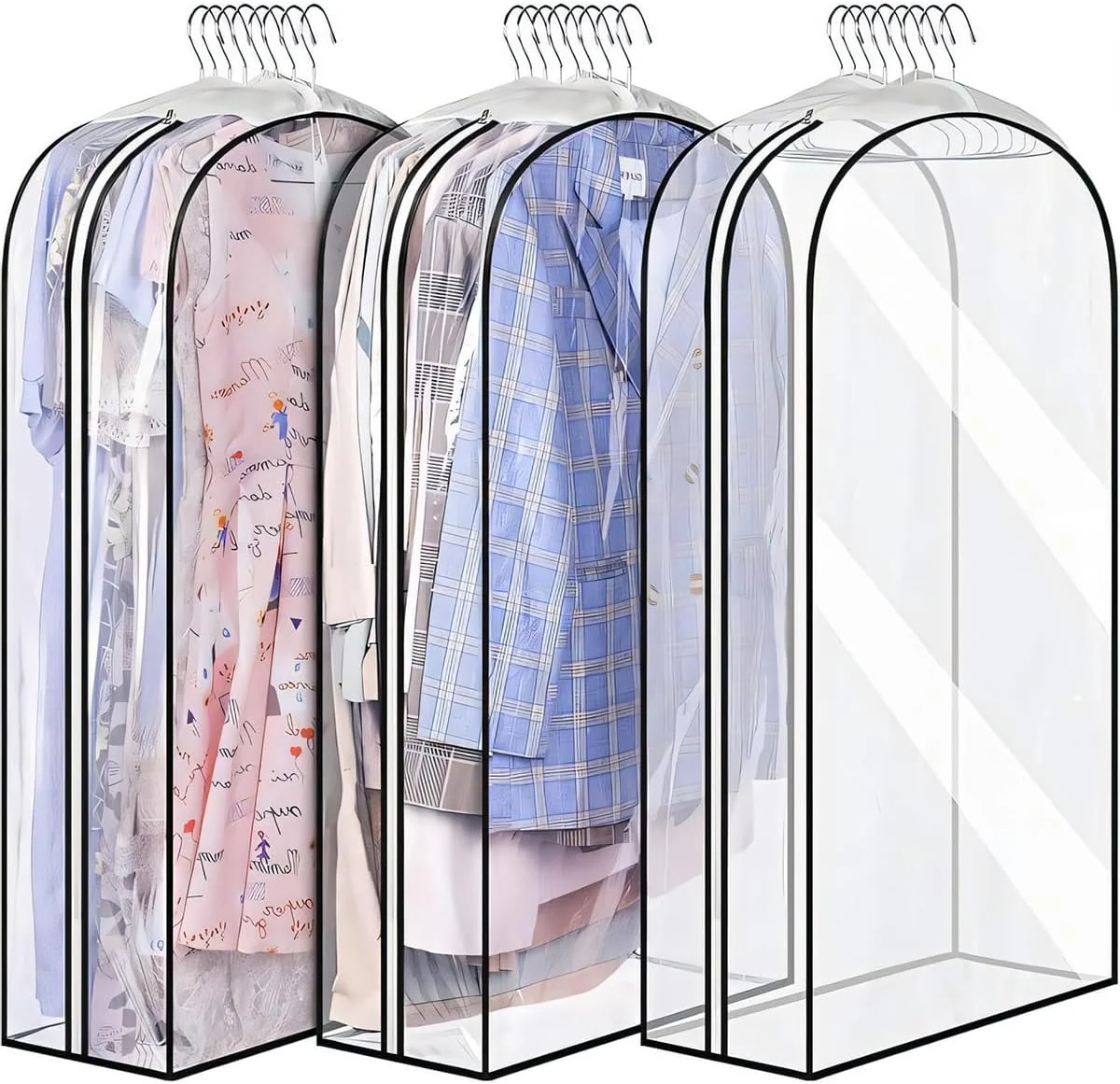 6 Pack Clear Garment Bags with Zipper Waterproof PEVA Suit Covers - Image 11