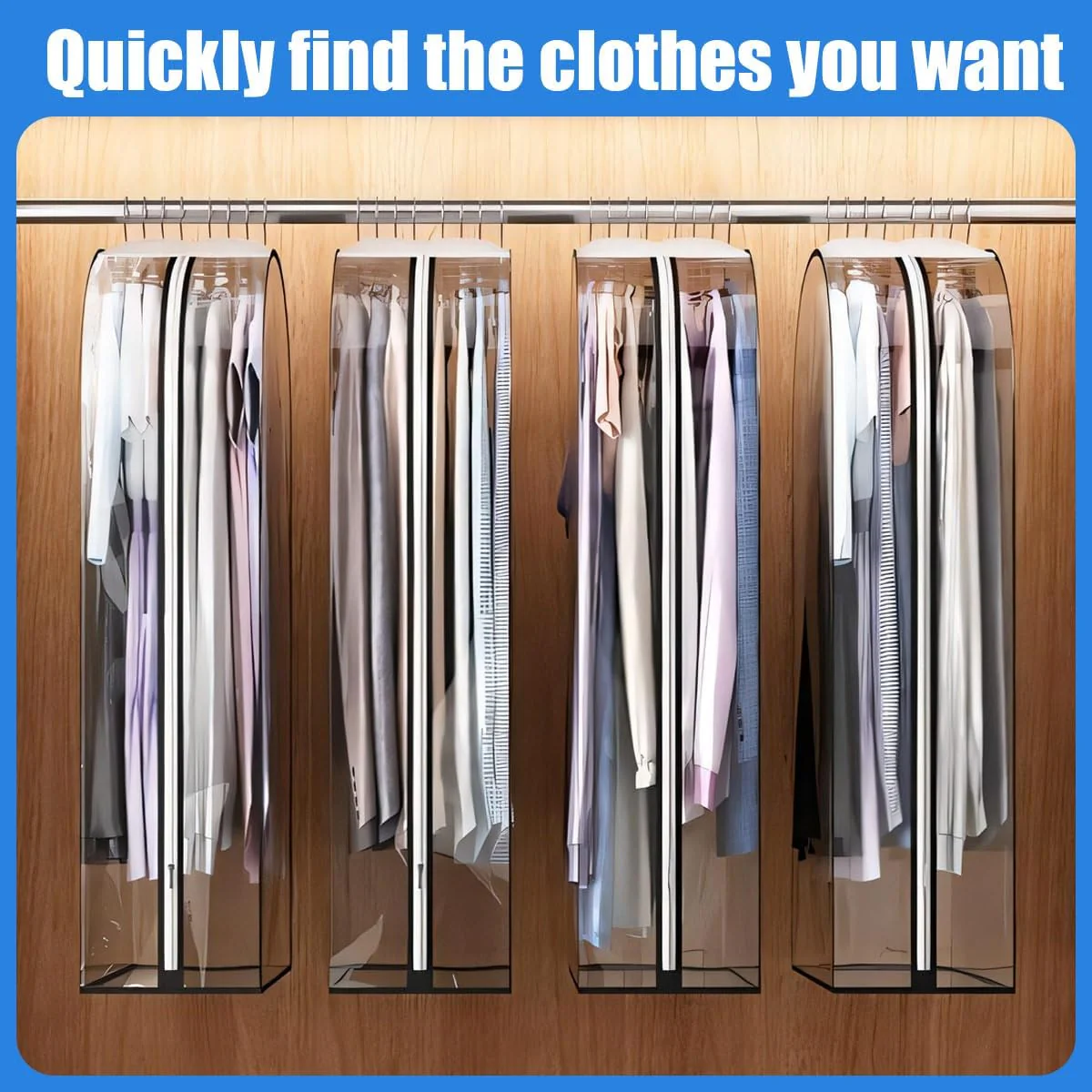 6 Pack Clear Garment Bags with Zipper Waterproof PEVA Suit Covers - Image 5