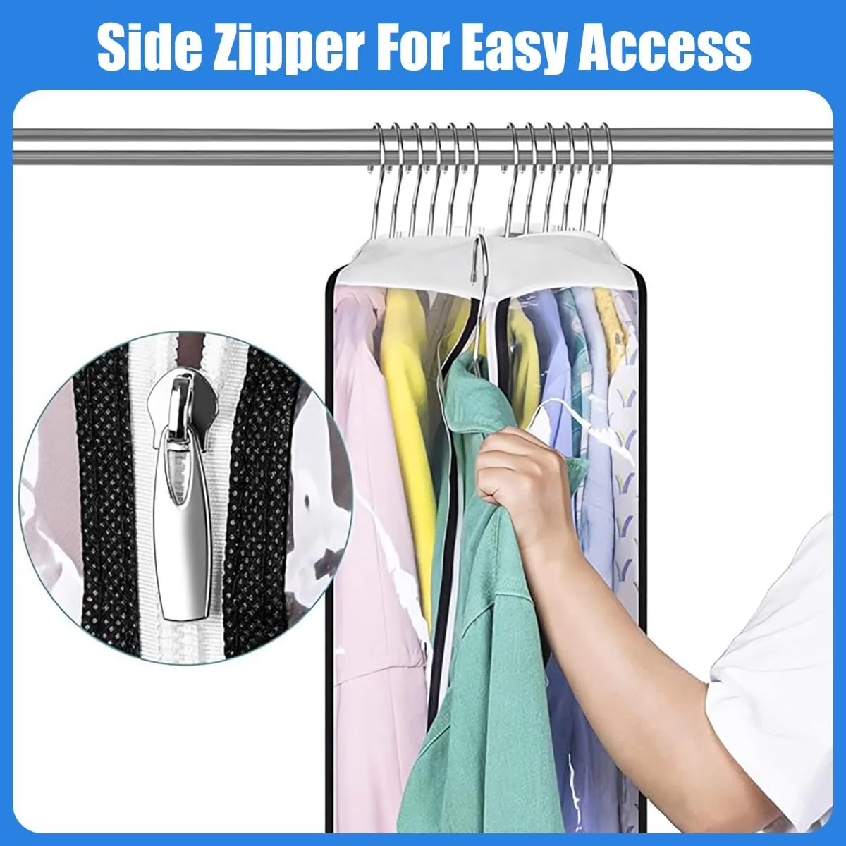 6 Pack Clear Garment Bags with Zipper Waterproof PEVA Suit Covers - Image 8
